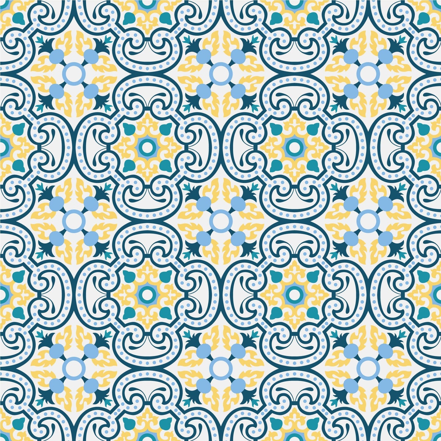 Yellow & blue Vintage Tile Wrap Sticker