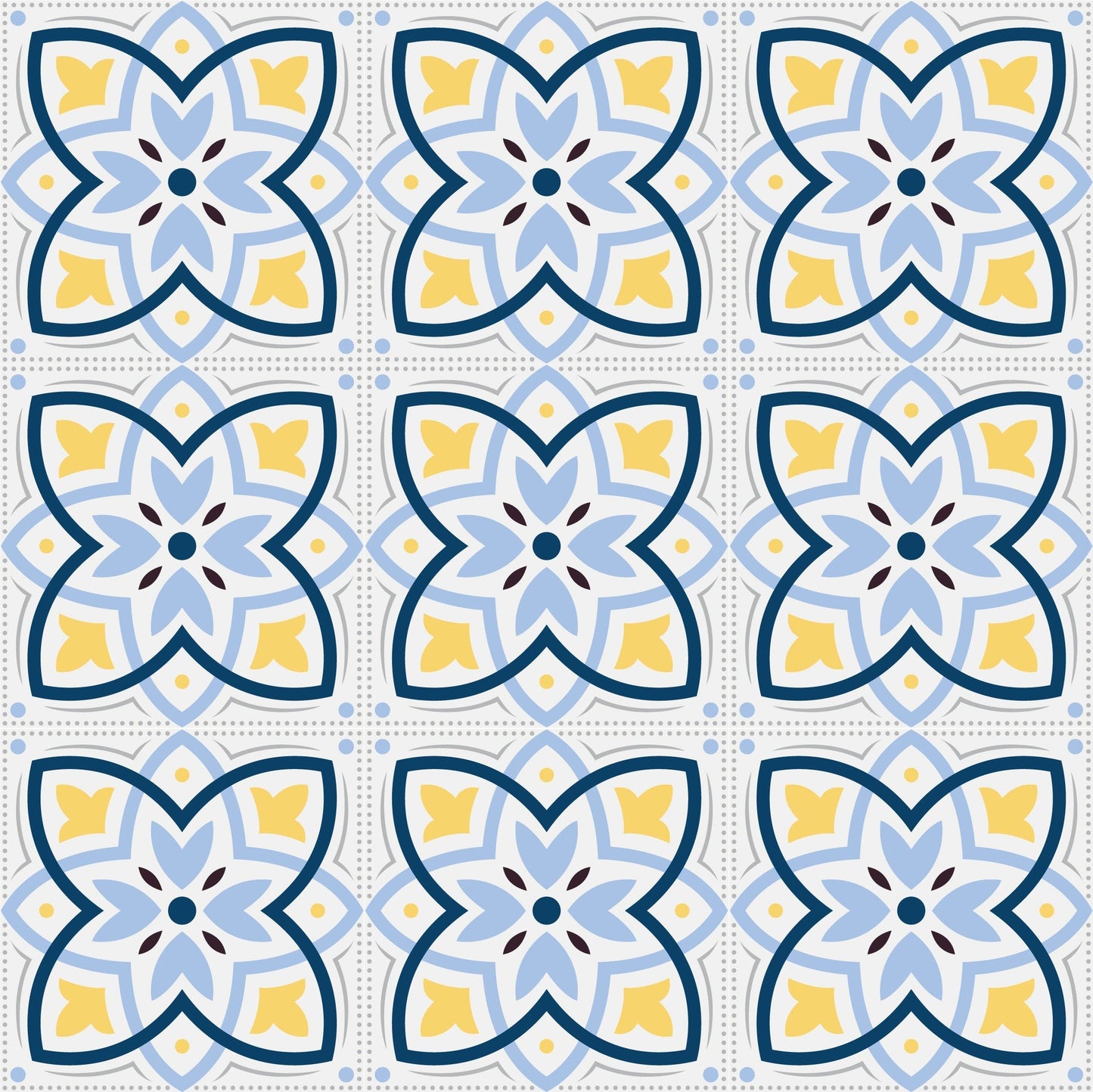 Blue & Yellow Abstract Vintage Tile Wrap