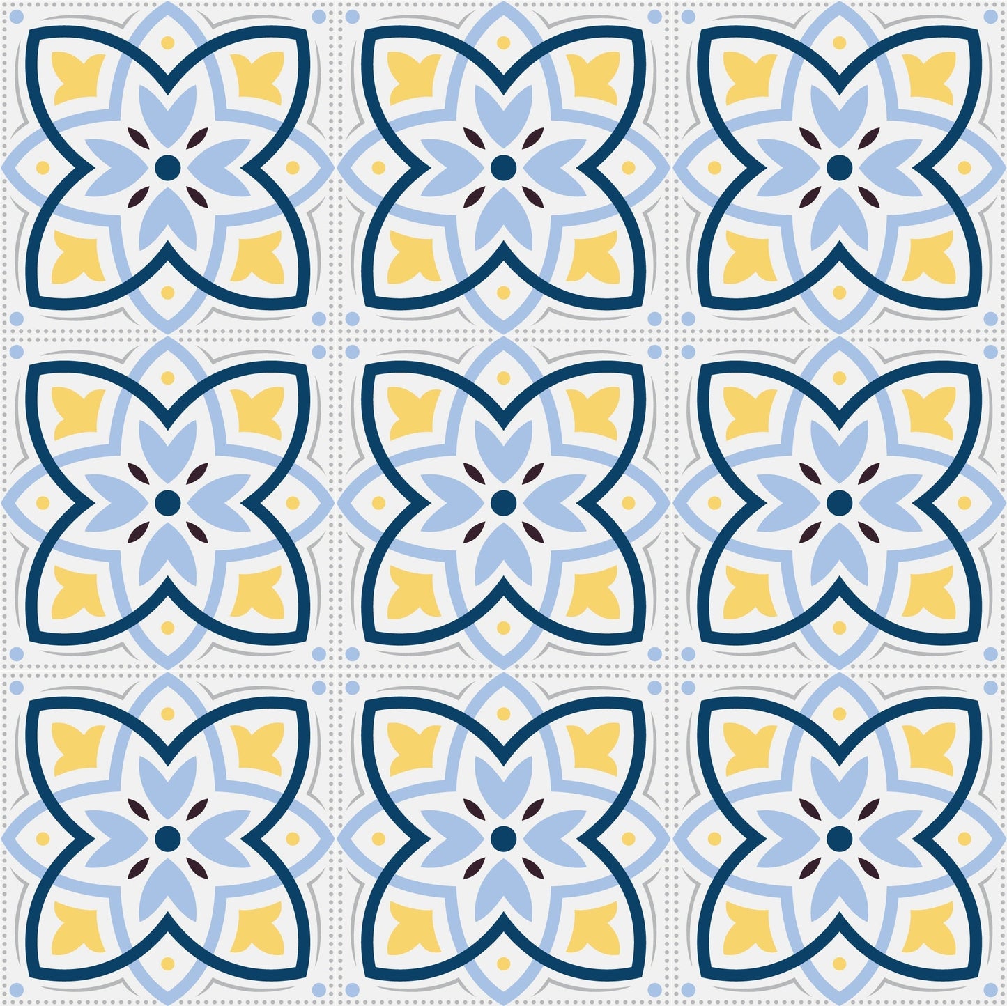 Blue & Yellow Abstract Vintage Tile Wrap