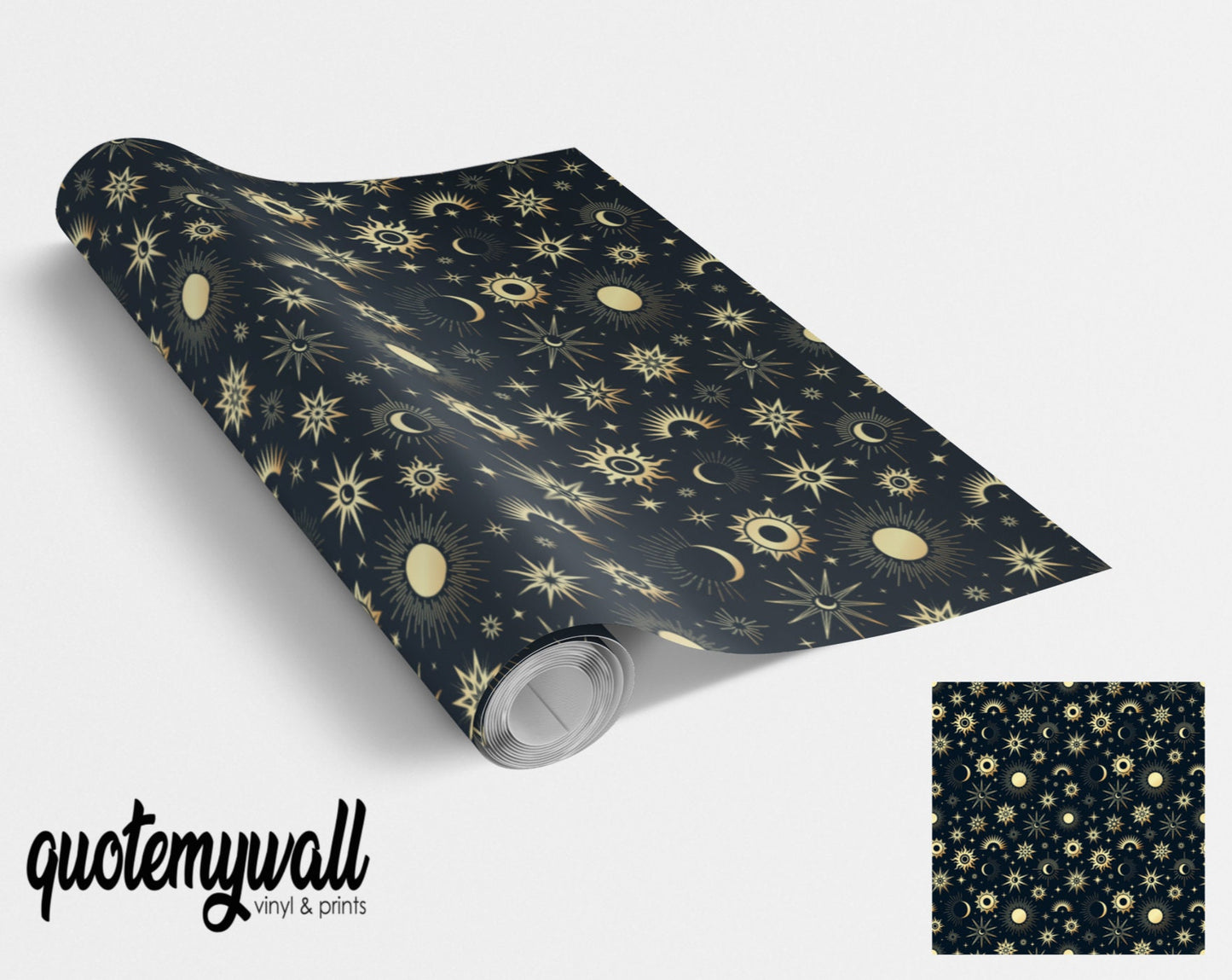 Gold Moon & Stars Vinyl Furniture Wrap