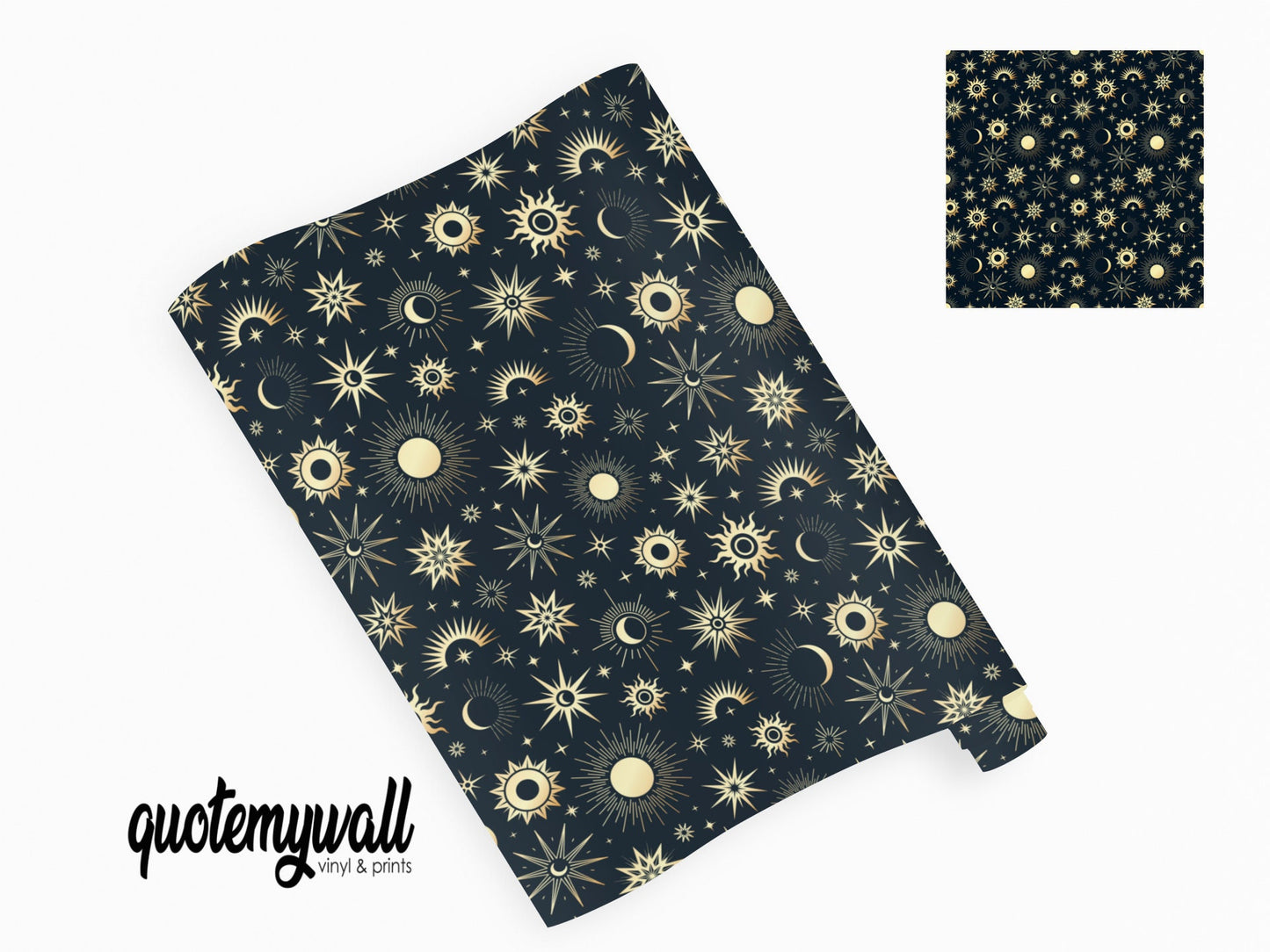 Gold Moon & Stars Vinyl Furniture Wrap