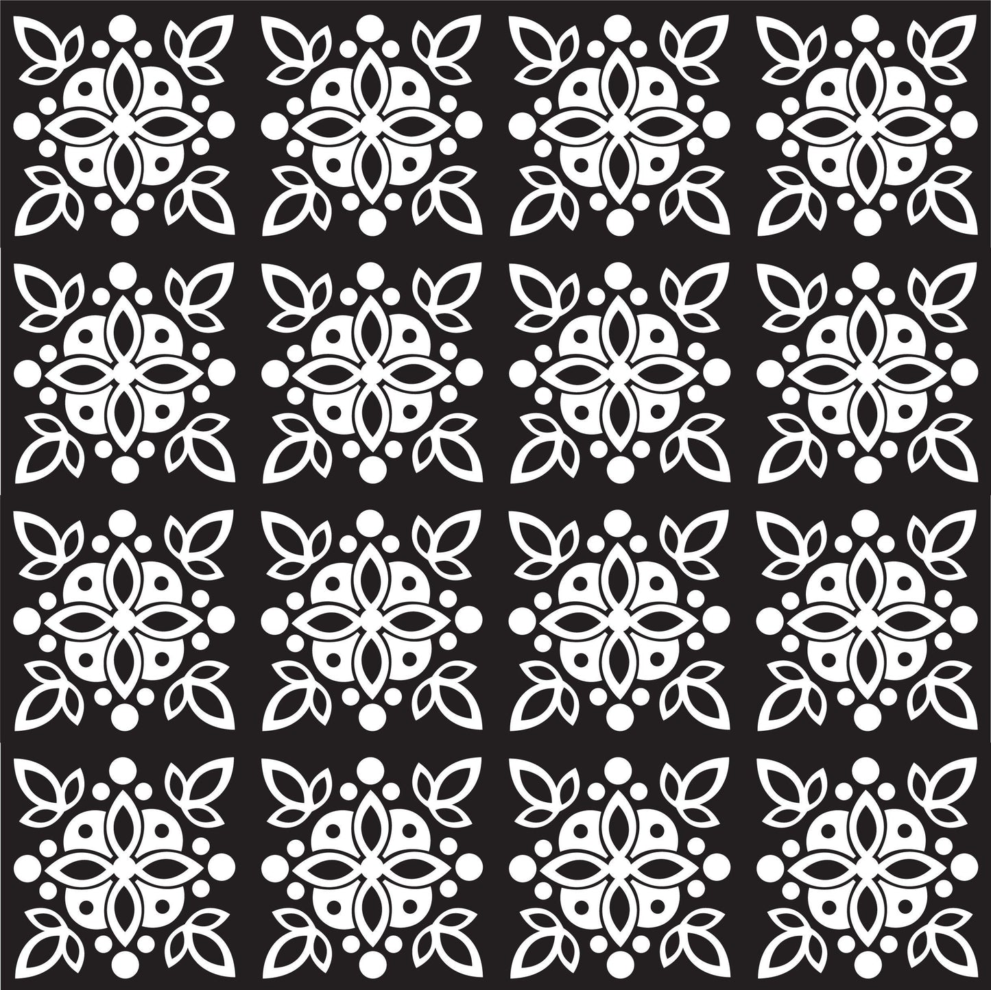 Black Vintage Pattern Tile Vinyl Sticker Wrap