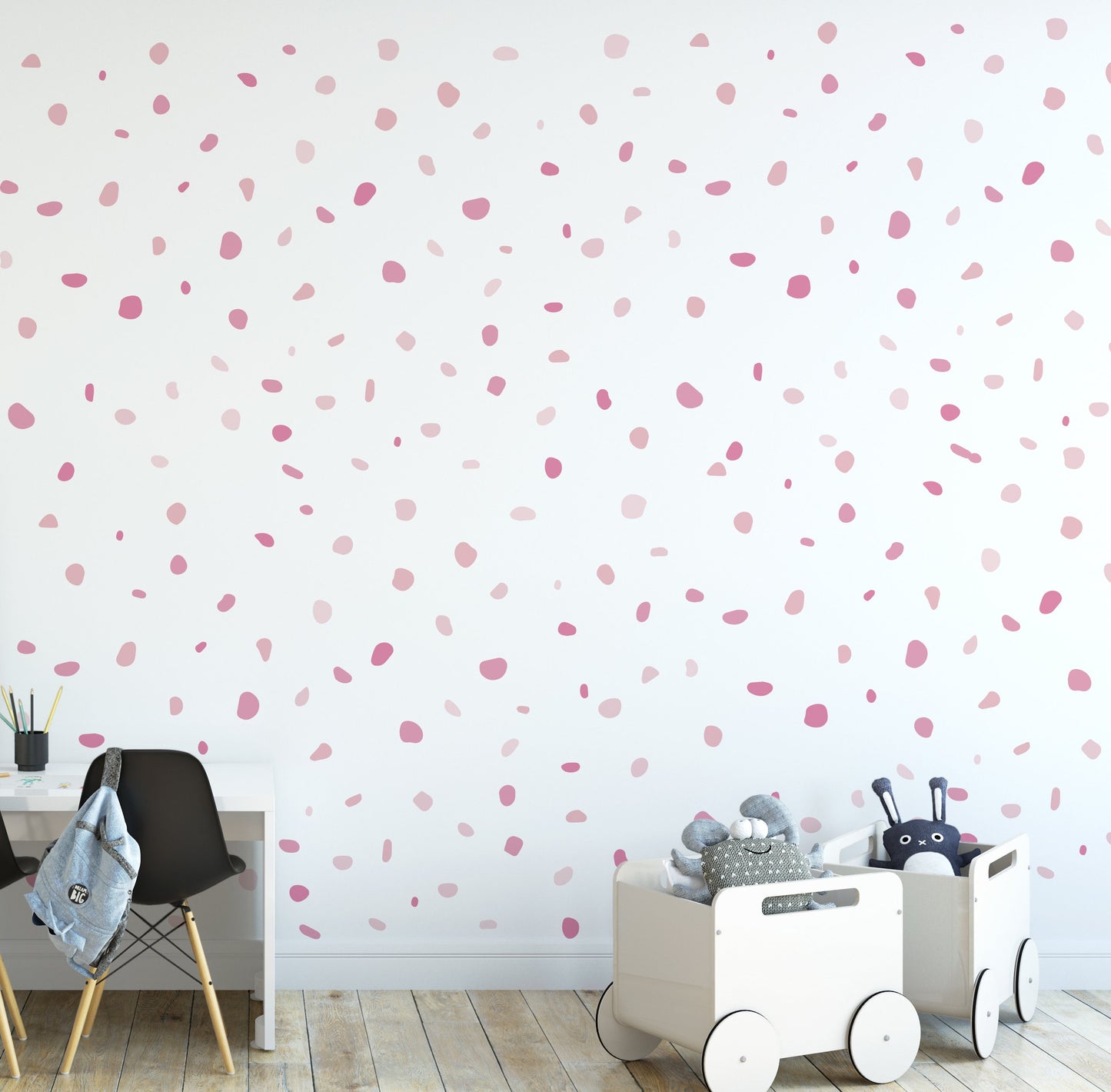 160 Pink Pastel Colour Polka Dot Wall Stickers