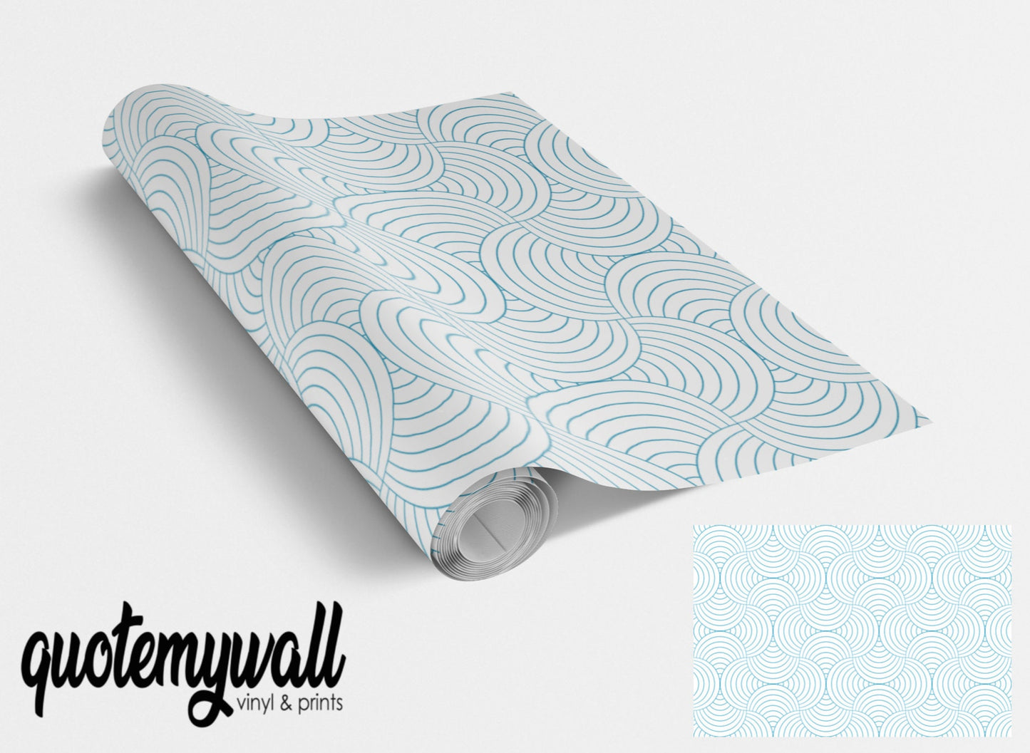 Blue & White Wavey Vinyl Wrap Print