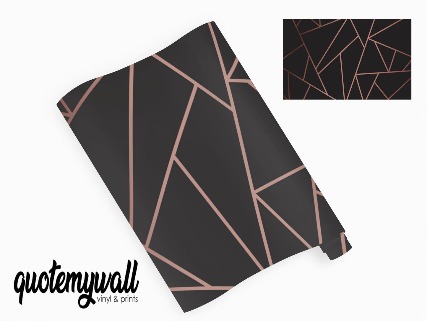 Geometric Rose Gold & Black Vinyl Sticker Wrap