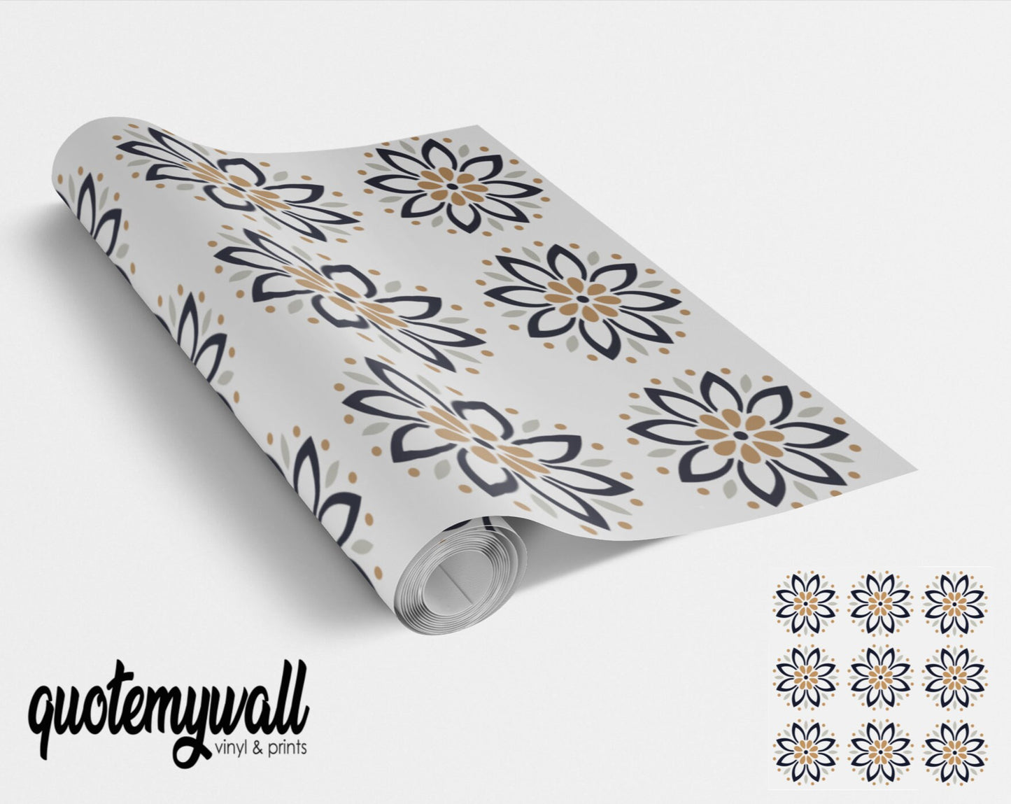 Floral Dot Pattern Tile Wrap Adhesive Sticker