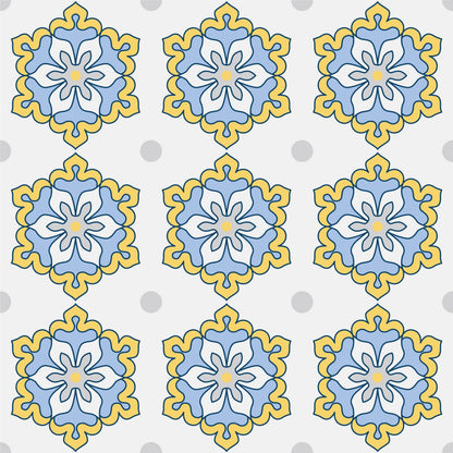 Yellow & Blue With Grey Dots Vintage Tile Wrap