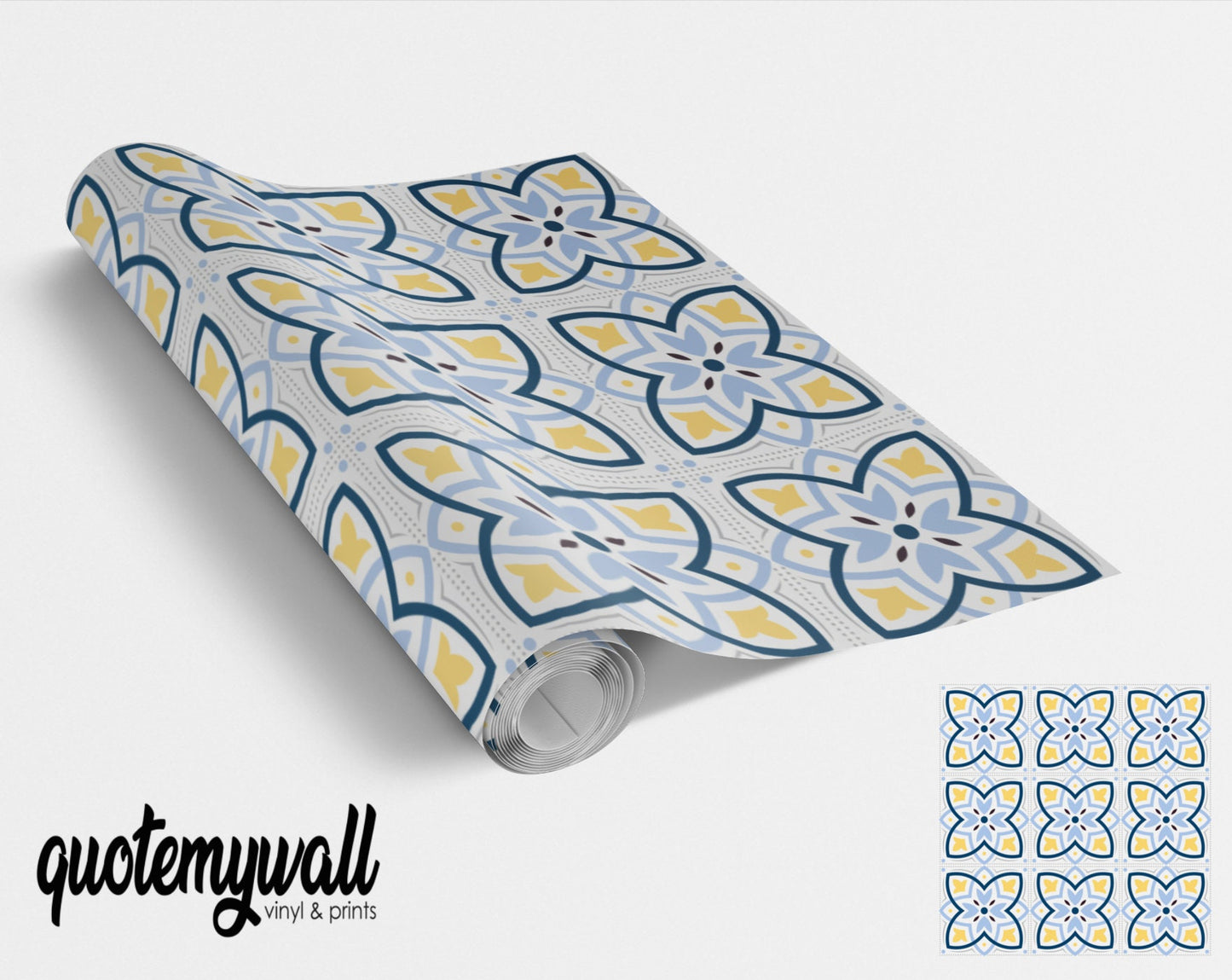 Blue & Yellow Abstract Vintage Tile Wrap