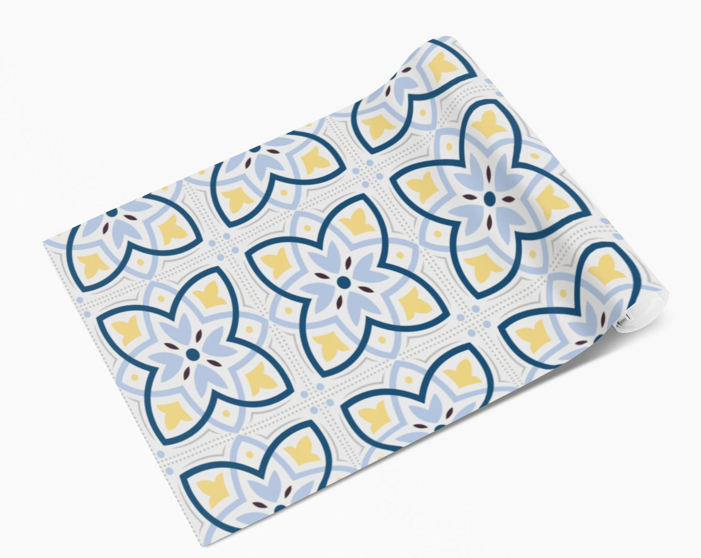 Blue & Yellow Abstract Vintage Tile Wrap