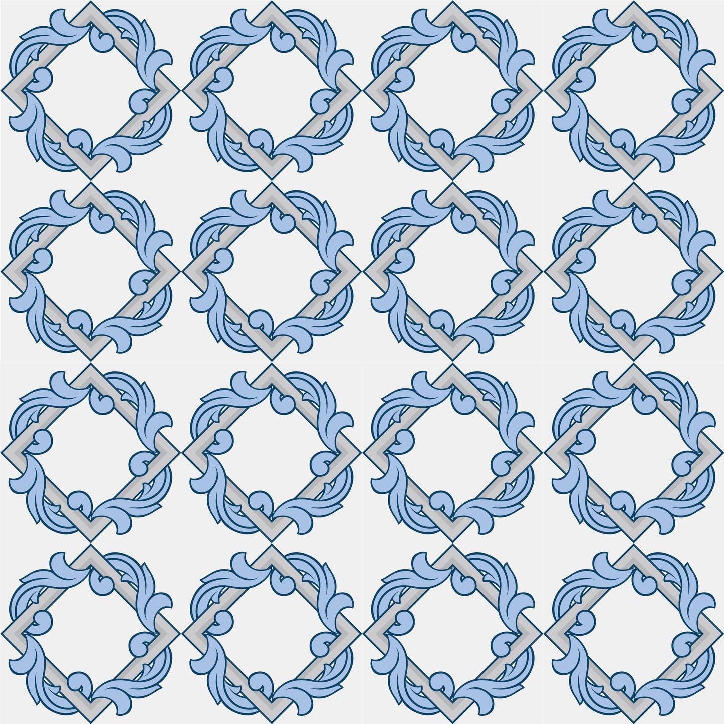 Vintage Blue & Grey Tile Wrap Sticker