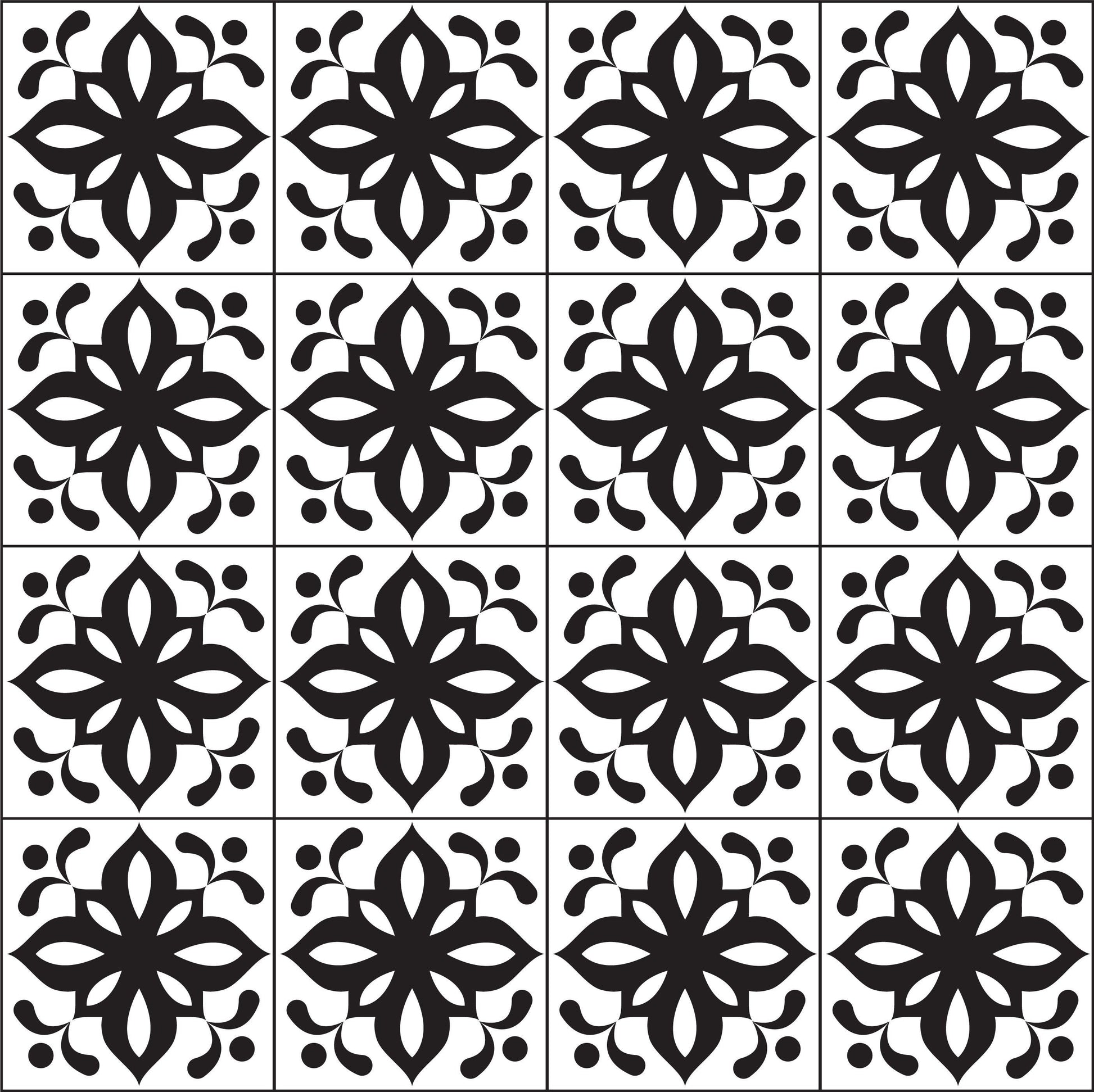 Black Pattern Vintage Style Tile Vinyl Sticker Wrap