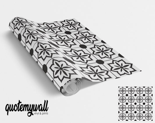 Black Pattern Tile Vinyl Sticker Wrap