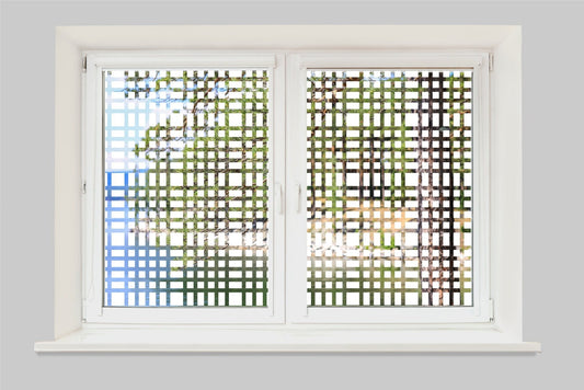 Squares Pattern Window Privacy Film Cling Static Cling Glass Sticker Non Adhesive UV Heat Control Frosted Glass