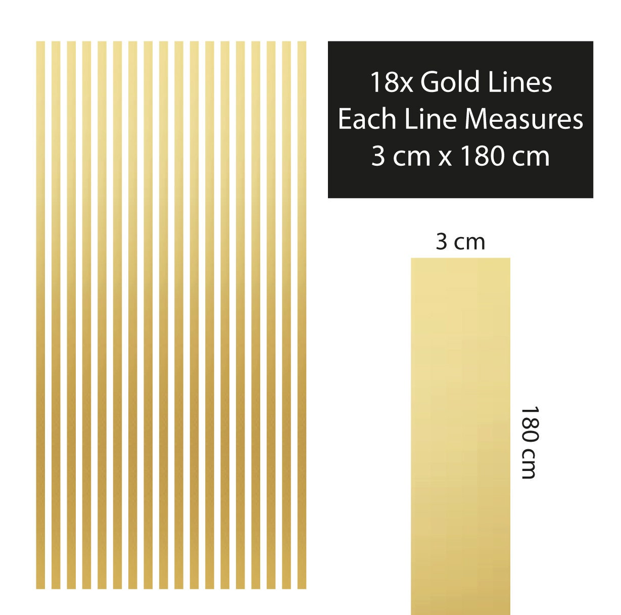 Gold Geometric Lines Wall Stickers | Gold Wall Decals | Peel and Stick Removable Metallic Wall Art For Home Kids Office Living