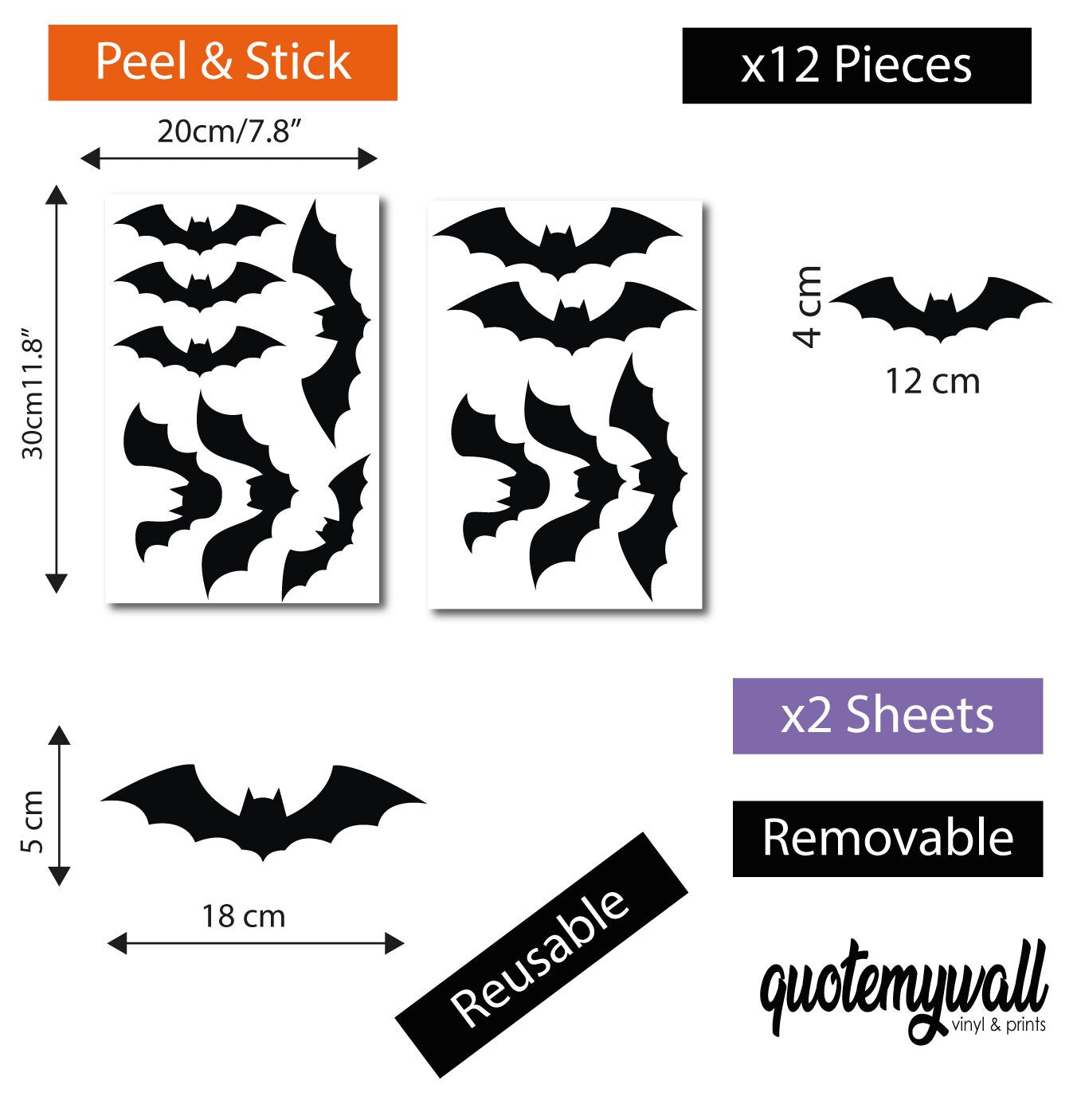 Sppoky Bats Halloween Decoration Window Stickers, Flying Bat Decals, Halloween Decor, Halloween Window Decor