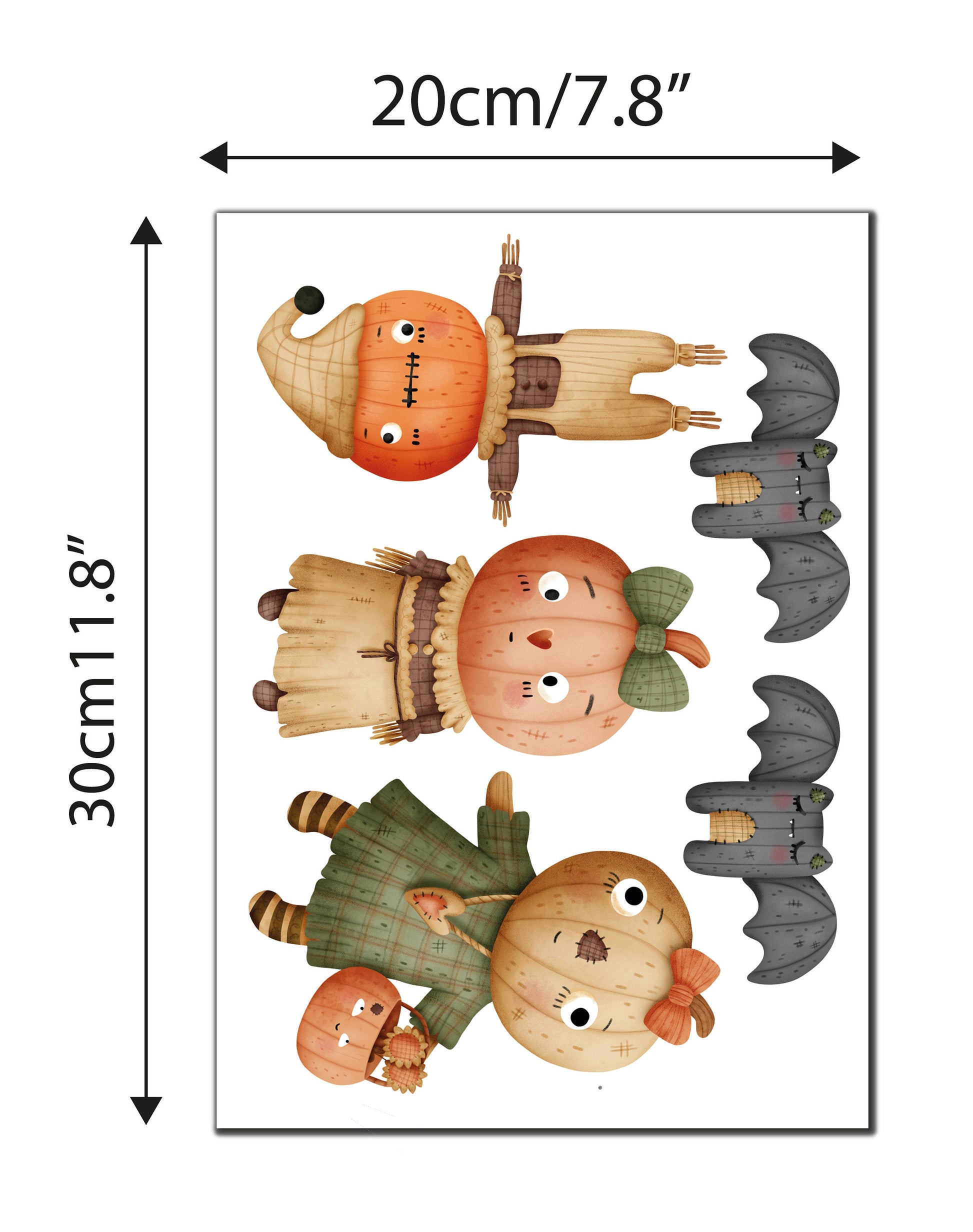 Cute Pumpkin Scarecrows Bats Halloween Window Stickers, Halloween Decorations For Kids Childrens