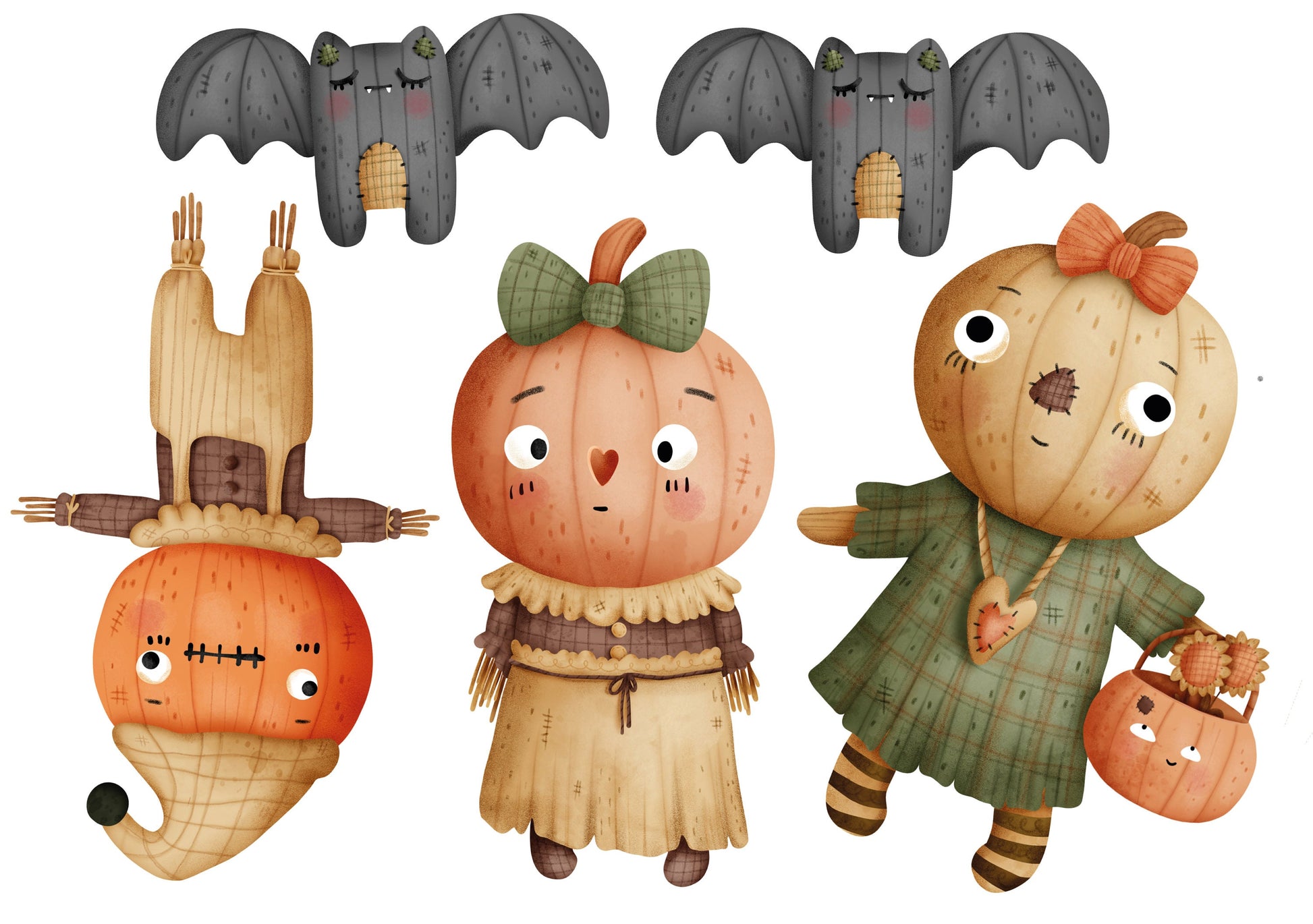 Cute Pumpkin Scarecrows Bats Halloween Window Stickers, Halloween Decorations For Kids Childrens
