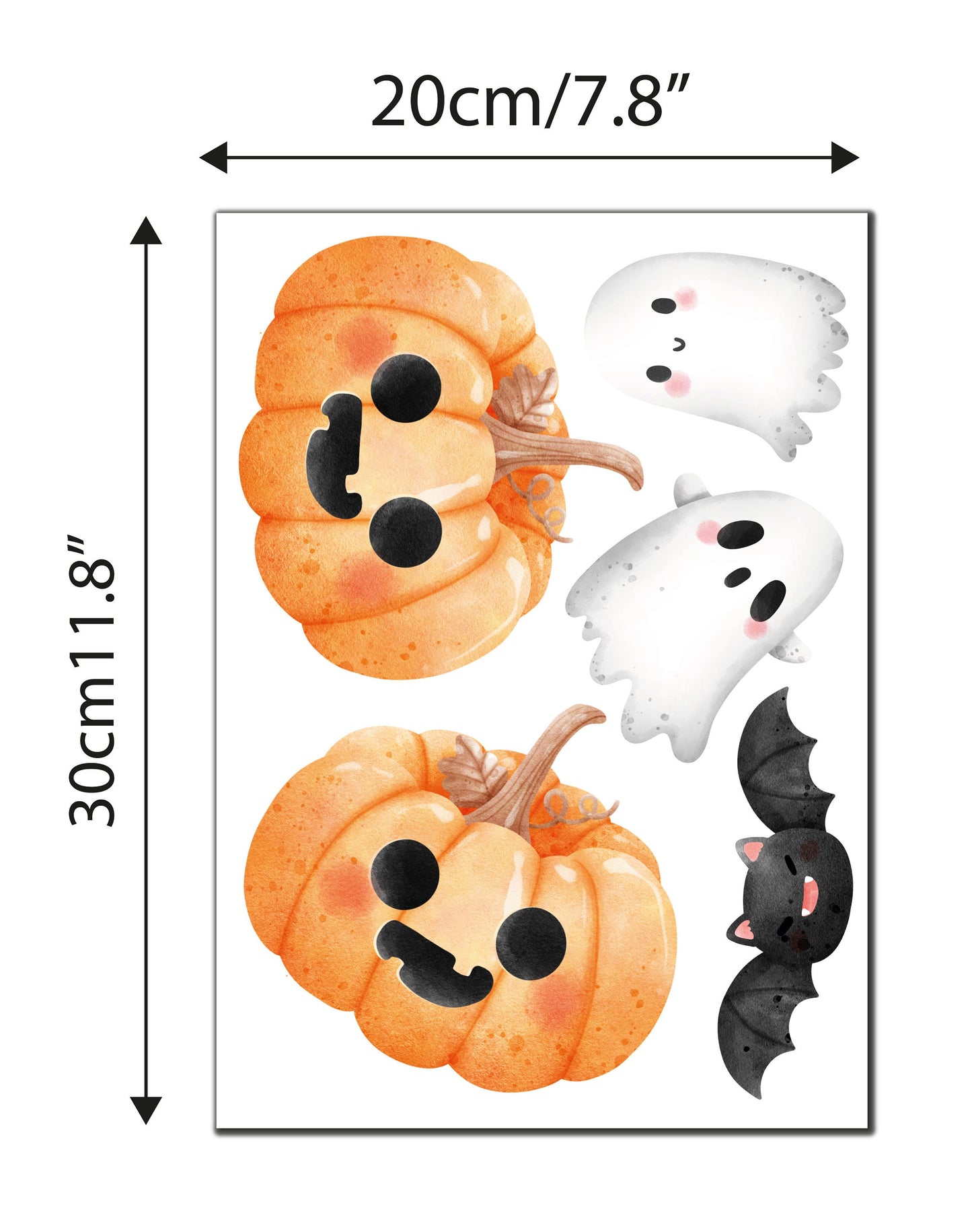 Kids Halloween Decorations, Halloween Window Stickers, Multi Pack Ghosts Pumpkins & Flying Bats Decals Removable