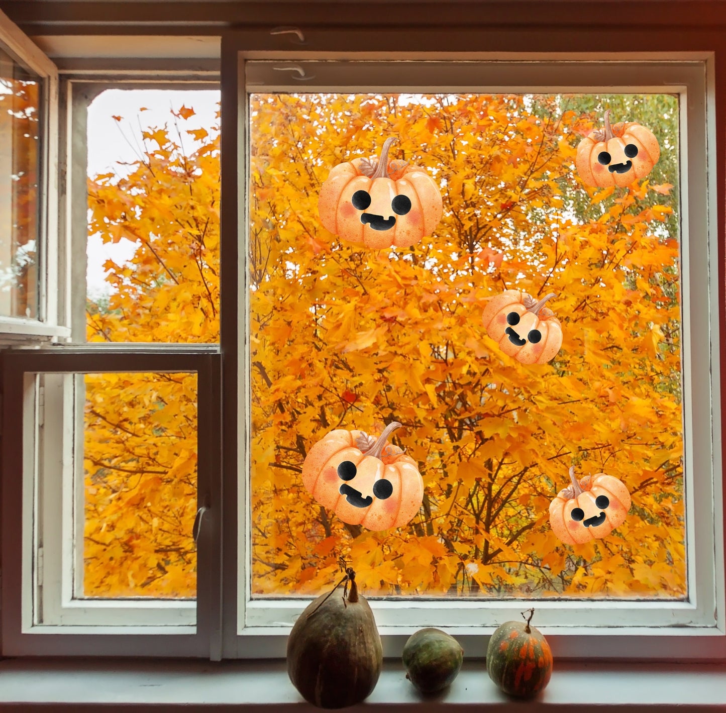 Pumpkin Halloween Window Wall Stickers Decals Spooky Vinyl Removable Peel & Stick