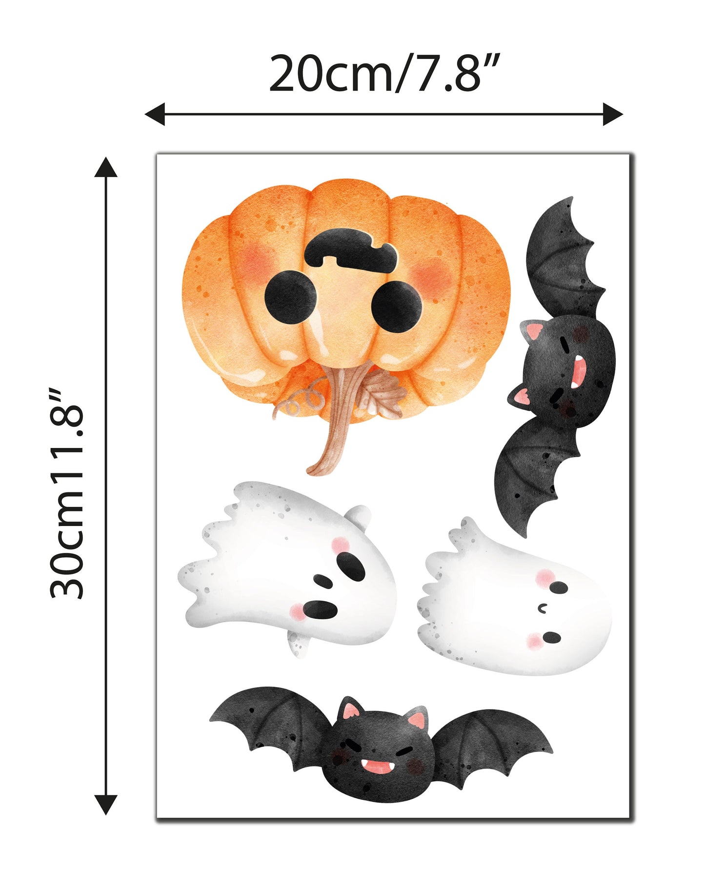 Kids Halloween Decorations, Halloween Window Stickers, Multi Pack Ghosts Pumpkins & Flying Bats Decals Removable