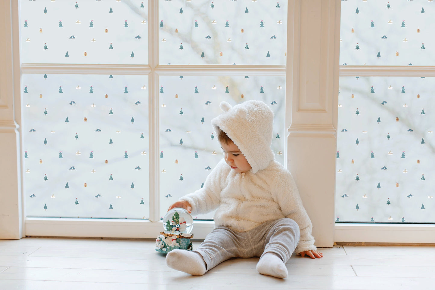 Light Blue Christmas Window Privacy Film, Christmas Decor, Christmas Window Decals, Christmas Window Decor