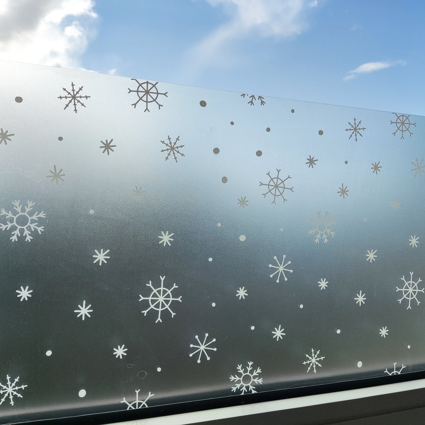 Christmas Snowflakes Doodle Window Privacy Film Sticker Boarder Xmas Decal For Windows Reusable Removable