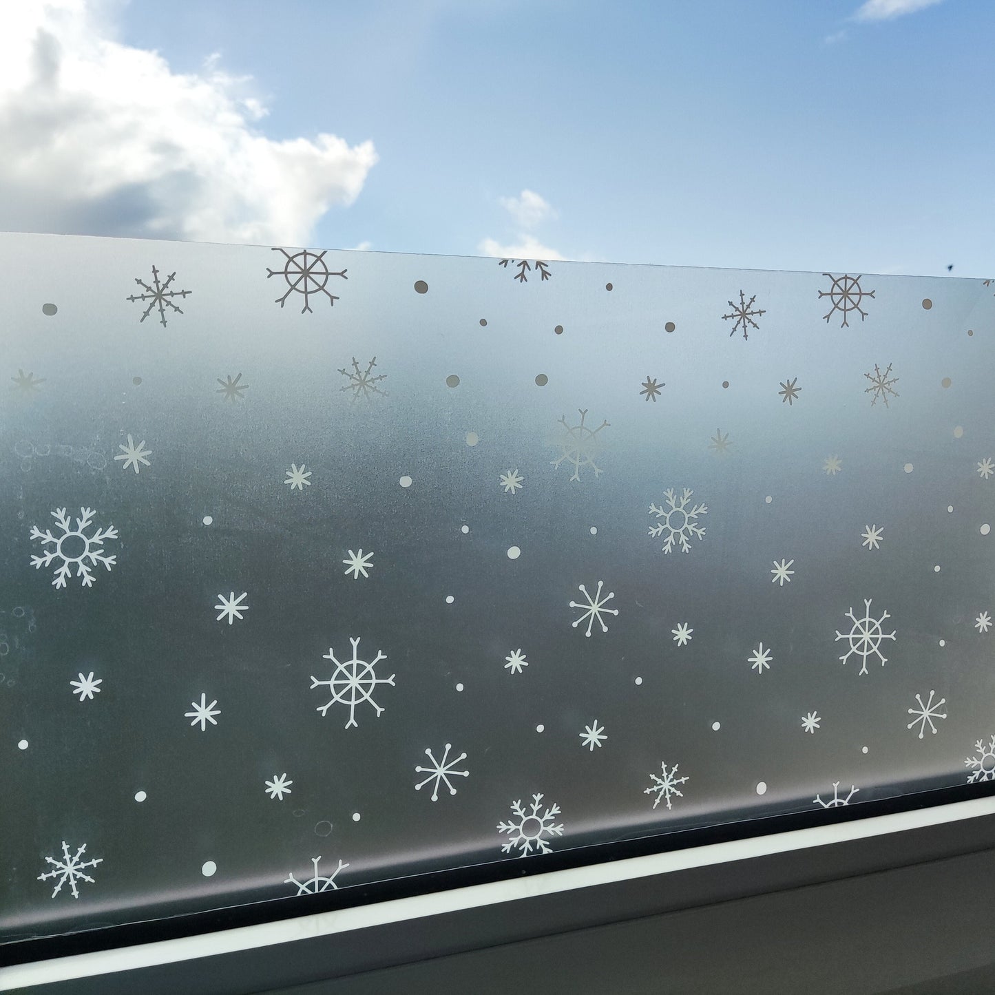 Christmas Snowflakes Doodle Window Privacy Film Sticker Boarder Xmas Decal For Windows Reusable Removable