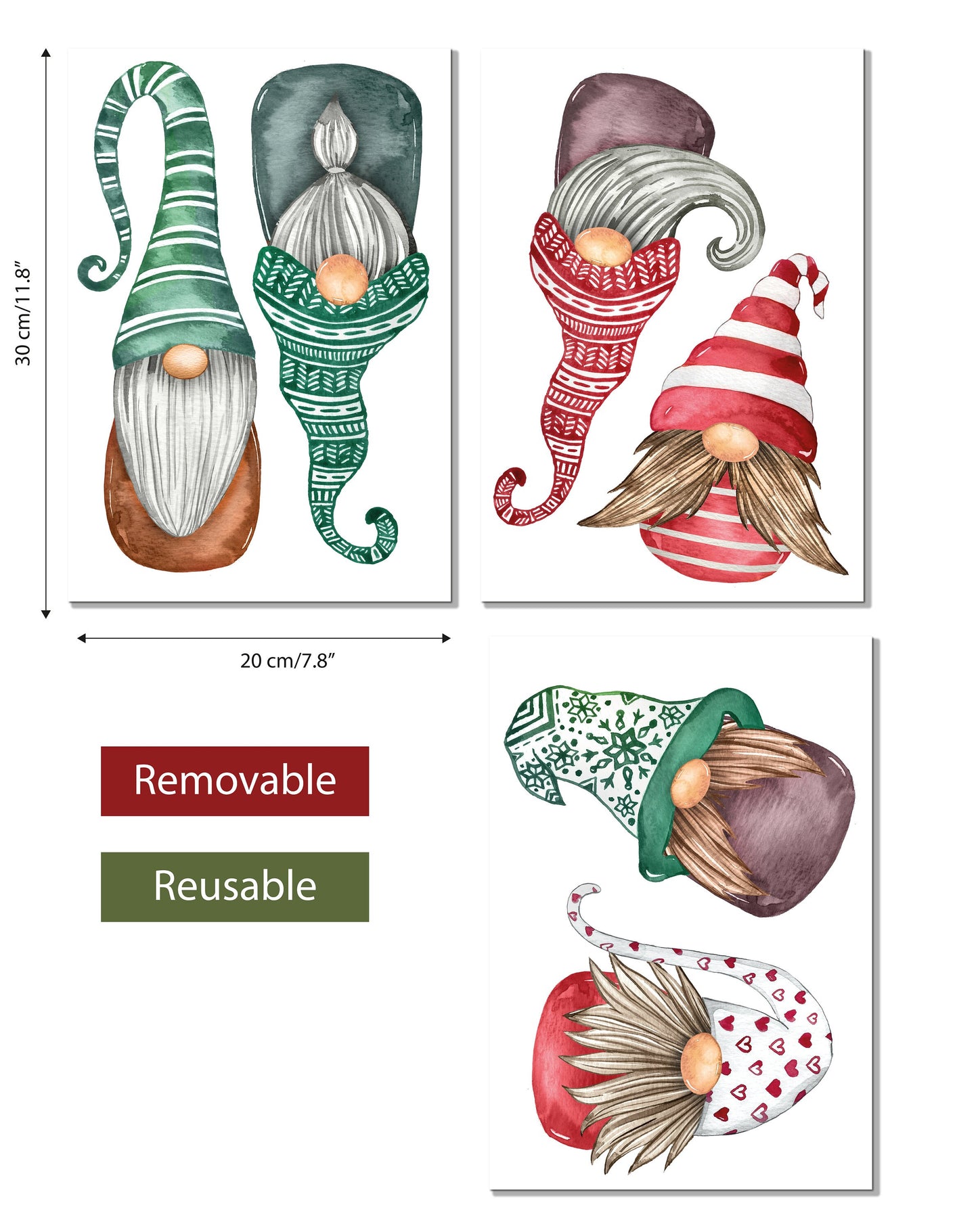 Christmas Gnomes Cute Window Stickers For Xmas Decorations Decals