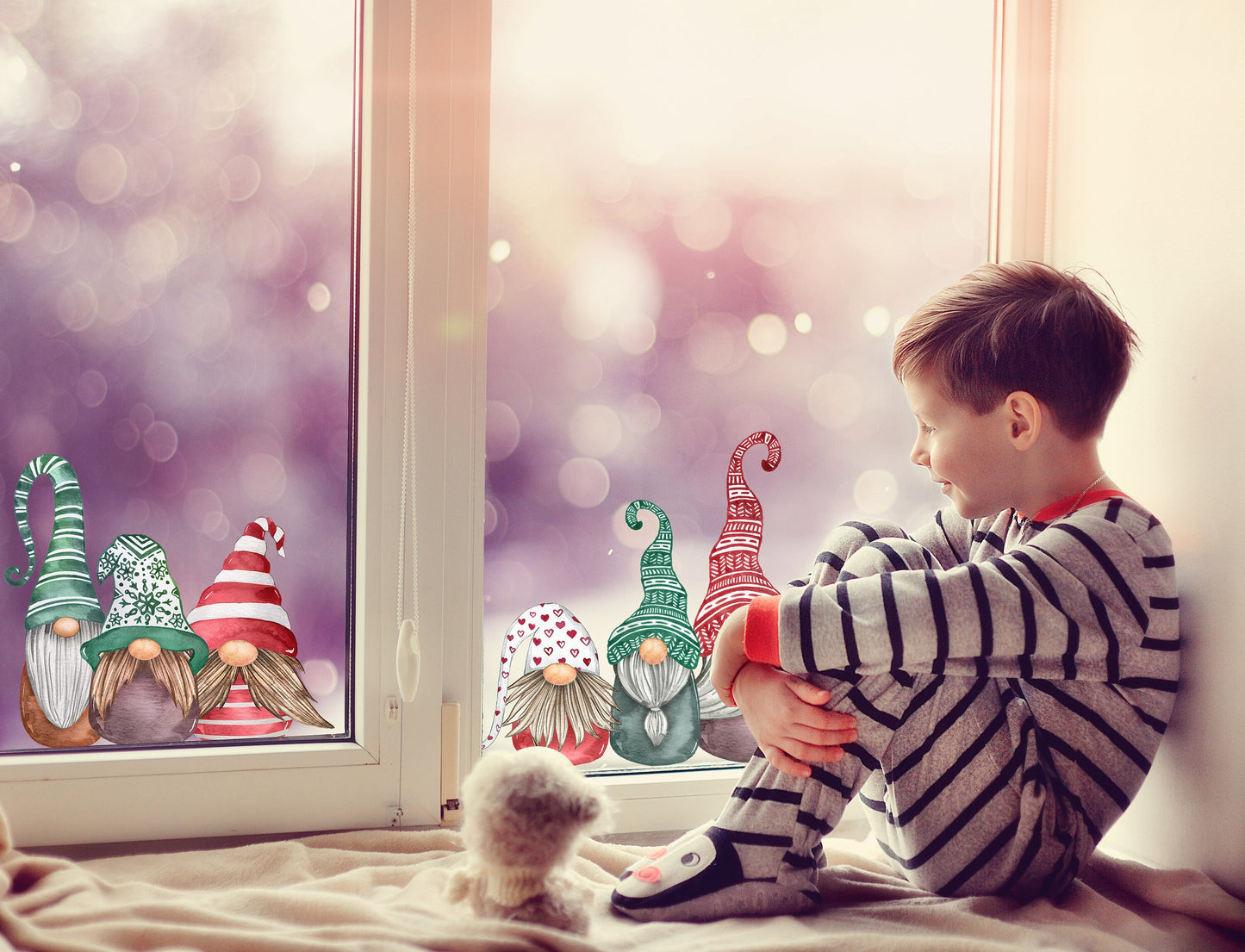 Christmas Window Decorations Gnome Window Decals For Holidays