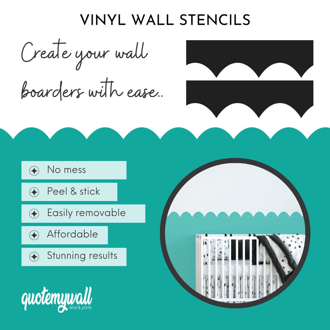 Waves Wall Paint Stencil For Nursery Rooms & Children's Bedrooms | Wall Boarders Removable For Painting