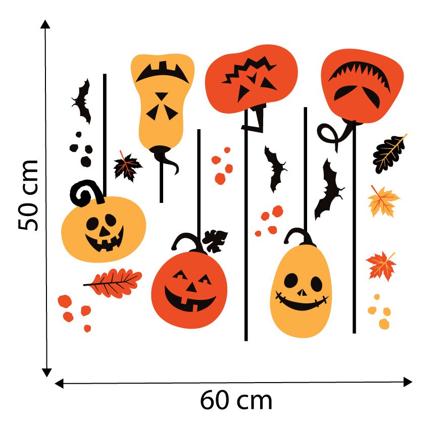 Halloween Window Decorations Stickers Decals For Halloween Party Shopfront House Autumn Decor - Pumpkins & Bats