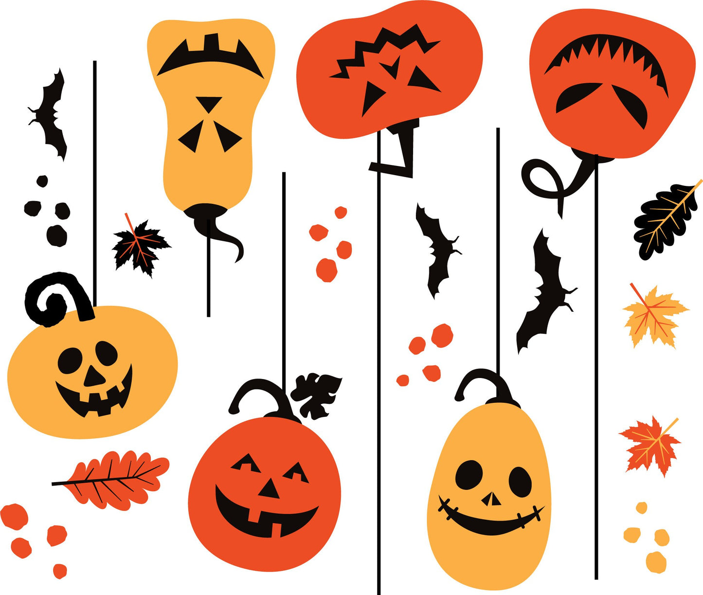 Hanging Halloween Window Stickers Decorations Pumpkins Bats Leaves Scary Window Decals For Halloween Party