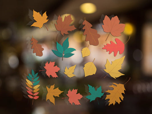 Autumn Colour Falling Leaves Window Stickers, Autumn Window Decals, Halloween Window Stickers, Autumn Shop Decor Removable Stickers