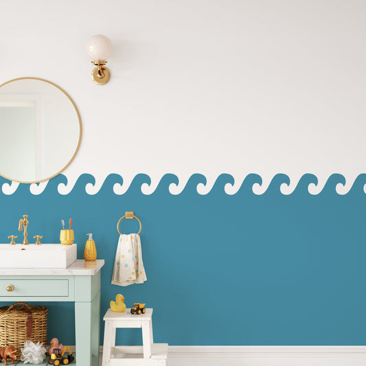 Waves Wall Paint Stencil For Nursery Rooms & Children's Bedrooms | Wall Boarders Removable For Painting