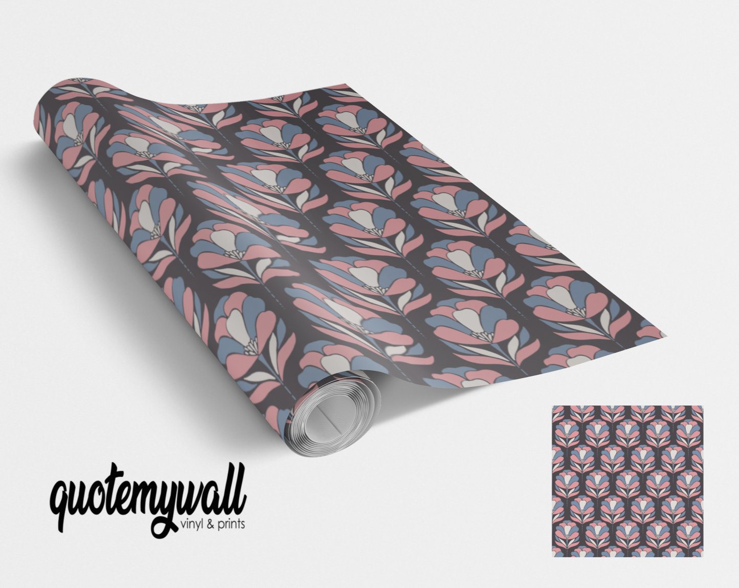 Blue & Pink Flower Blooms Vinyl Furniture Sticker