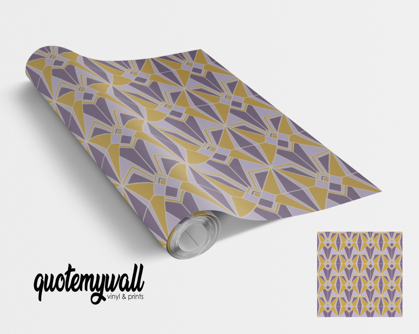 Abstract Grey & Yellow Pattern Self Adhesive Vinyl