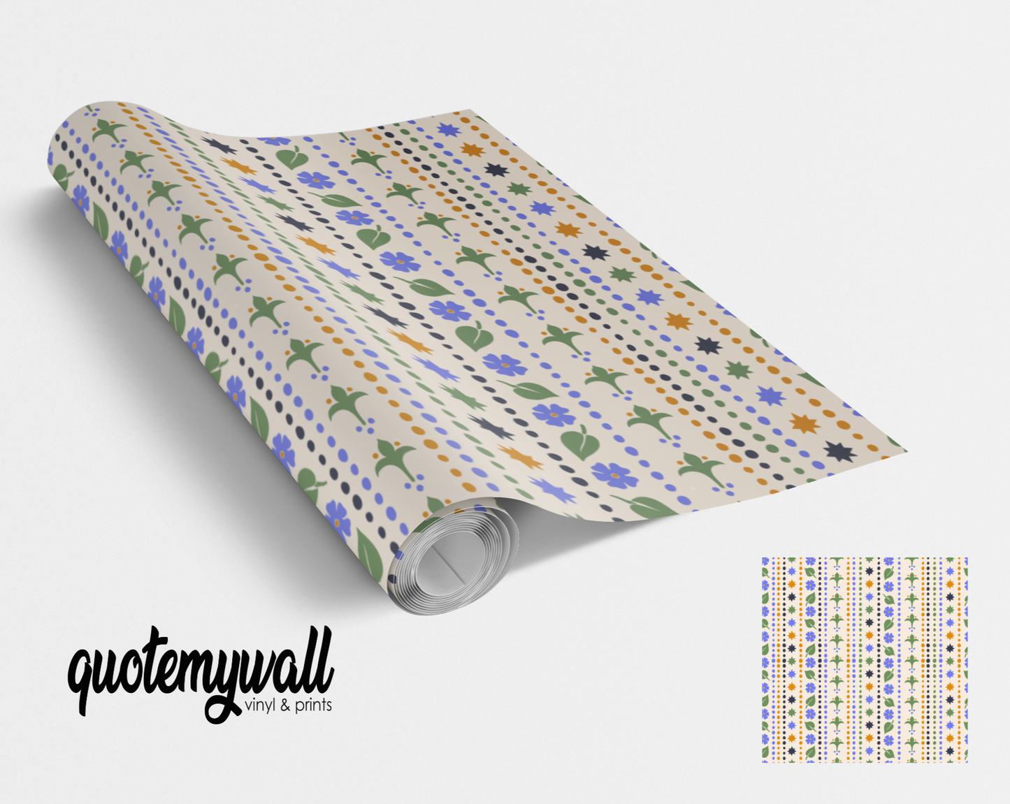 Blue Green Orange Linear Symbols Design Self Adhesive Vinyl