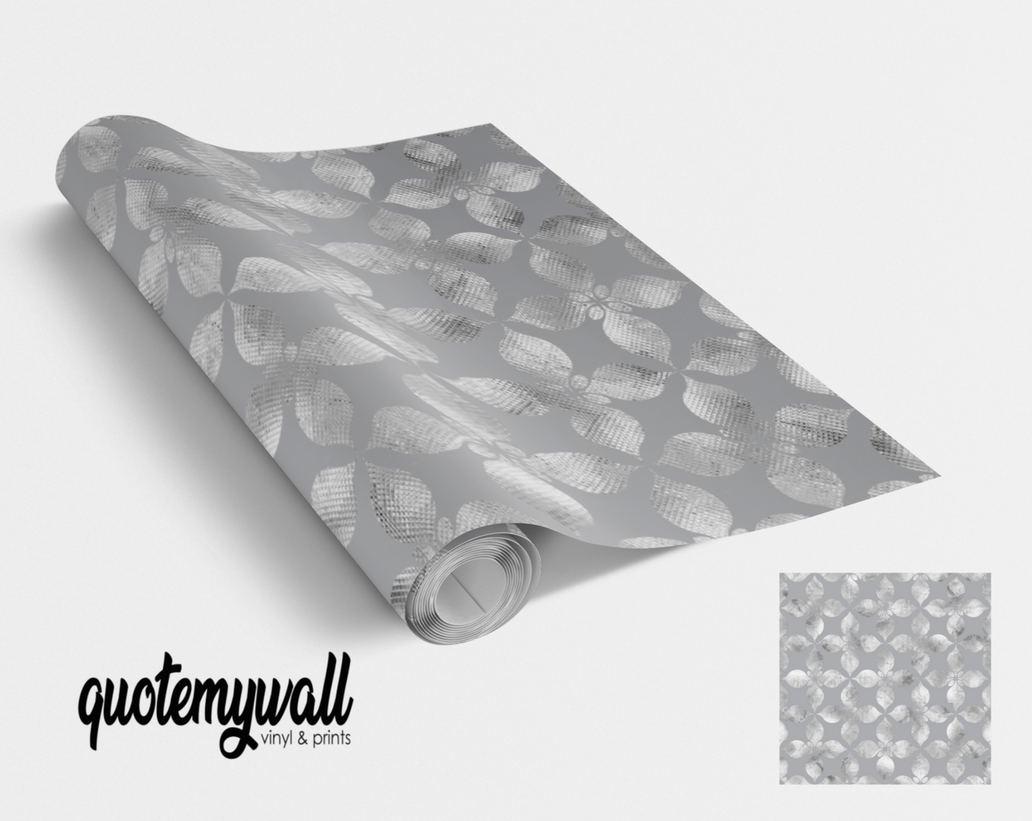 Large Pearly Grey Petals Pattern Self Adhesive Vinyl