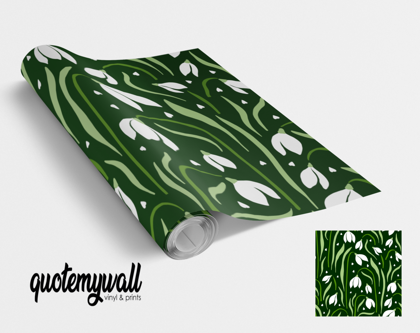 White Snowdrop Flowers Self Adhesive Vinyl
