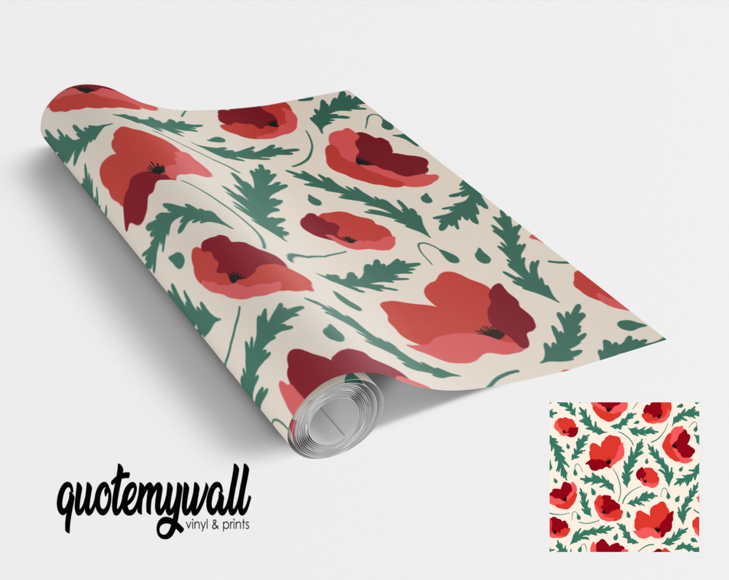 Red Poppy Flowers Self Adhesive Vinyl