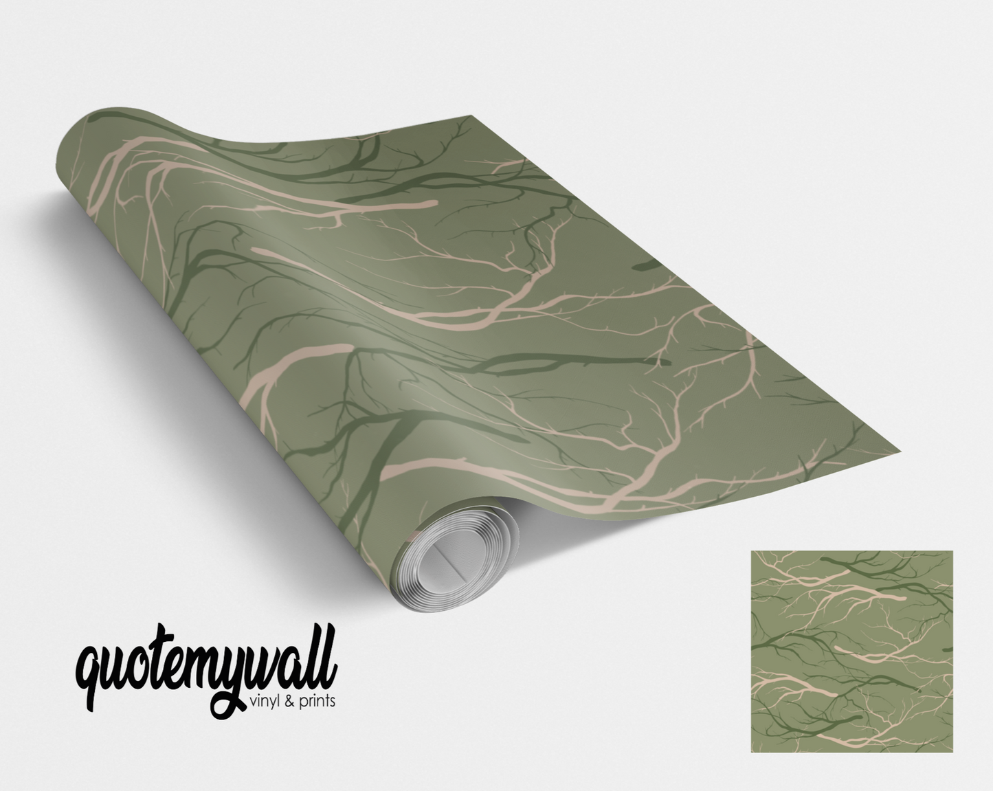 Sage Green Branches Self Adhesive Vinyl