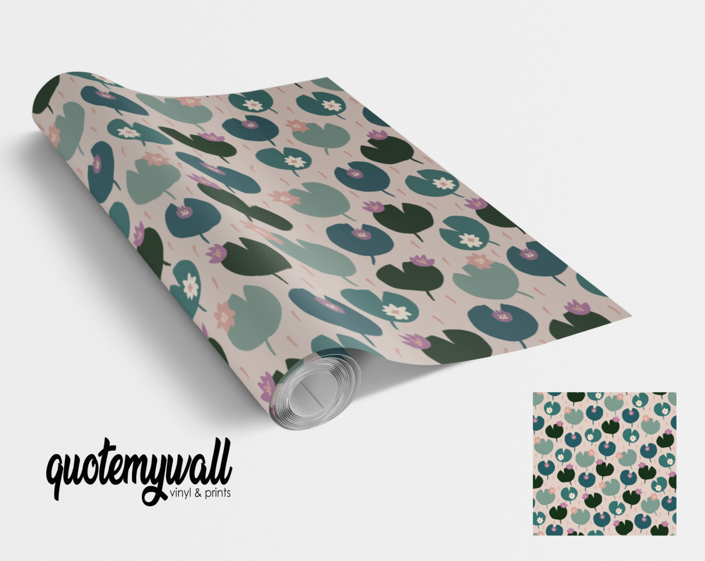 Beige & Green Lilypad Vinyl Furniture Sticker