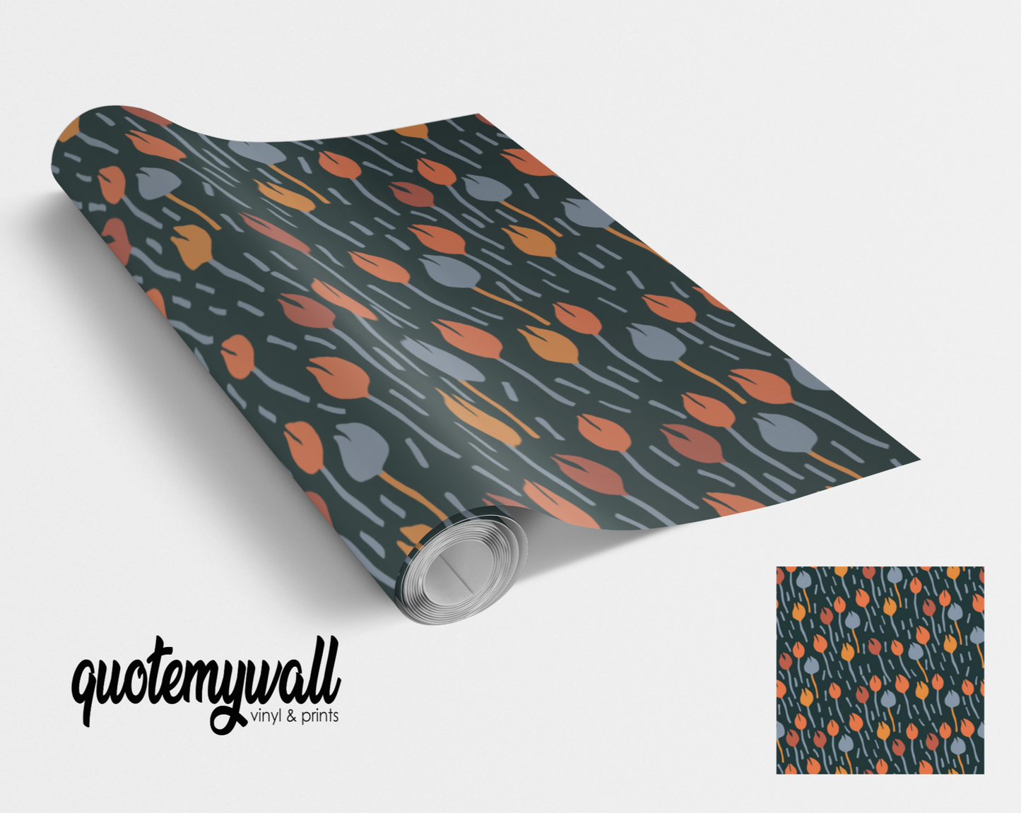 Orange/Grey Tulip Stems Self Adhesive Vinyl