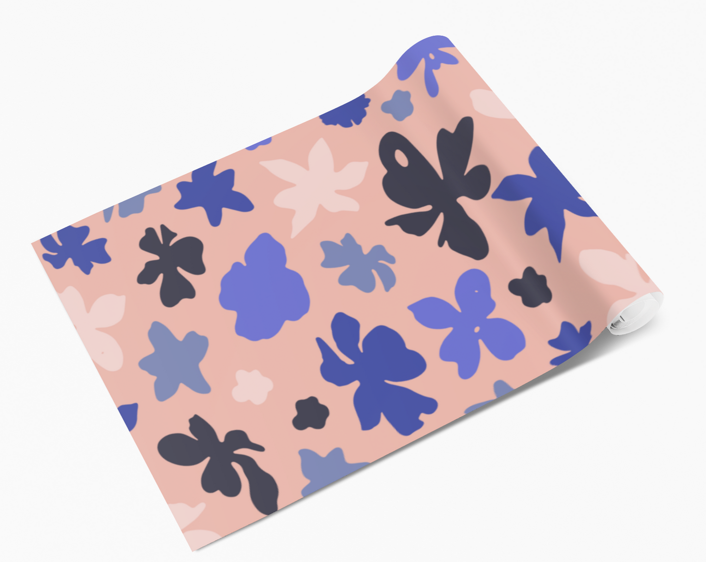 Coral Blue Leaf Flowers Vinyl Furniture Sticker