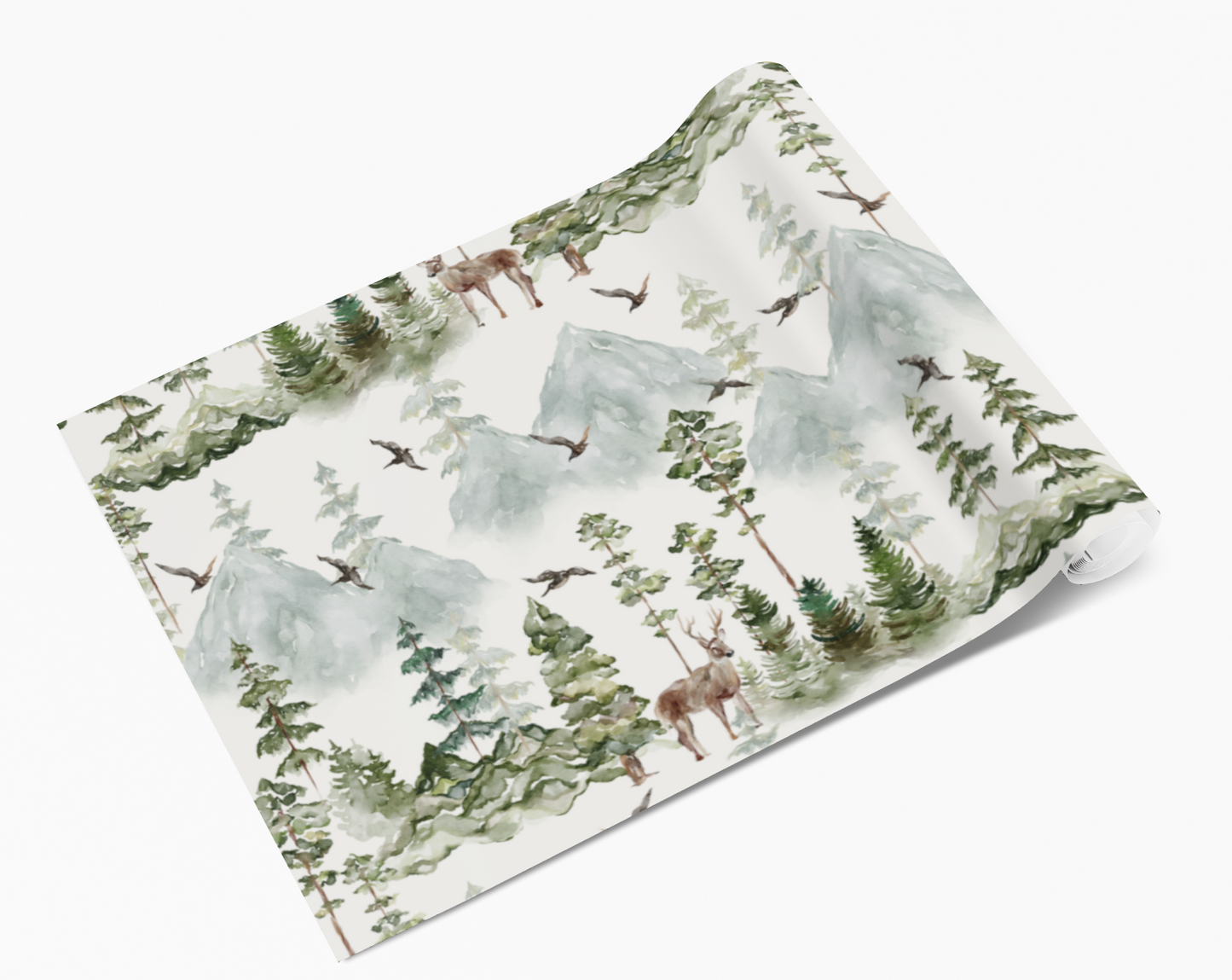 Light Forest Mountain Scene Stag Birds Self Adhesive Vinyl