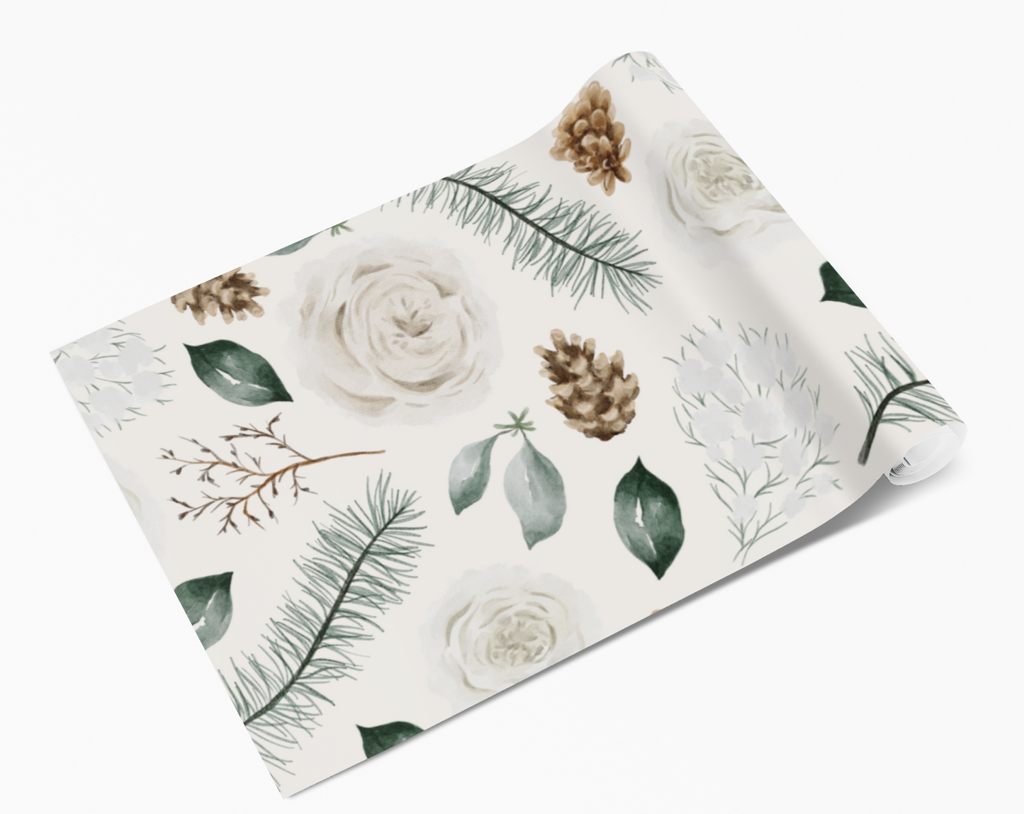Winter Roses Eucalyptus Pinecone Self Adhesive Vinyl