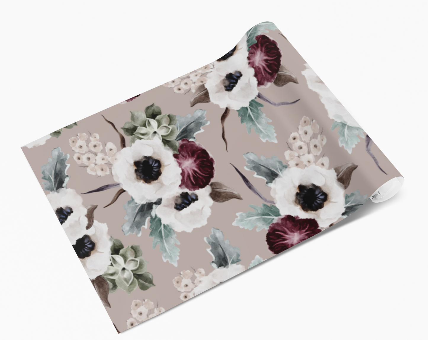 Taupe Autumnal Floral Blooms Vinyl Furniture Wrap