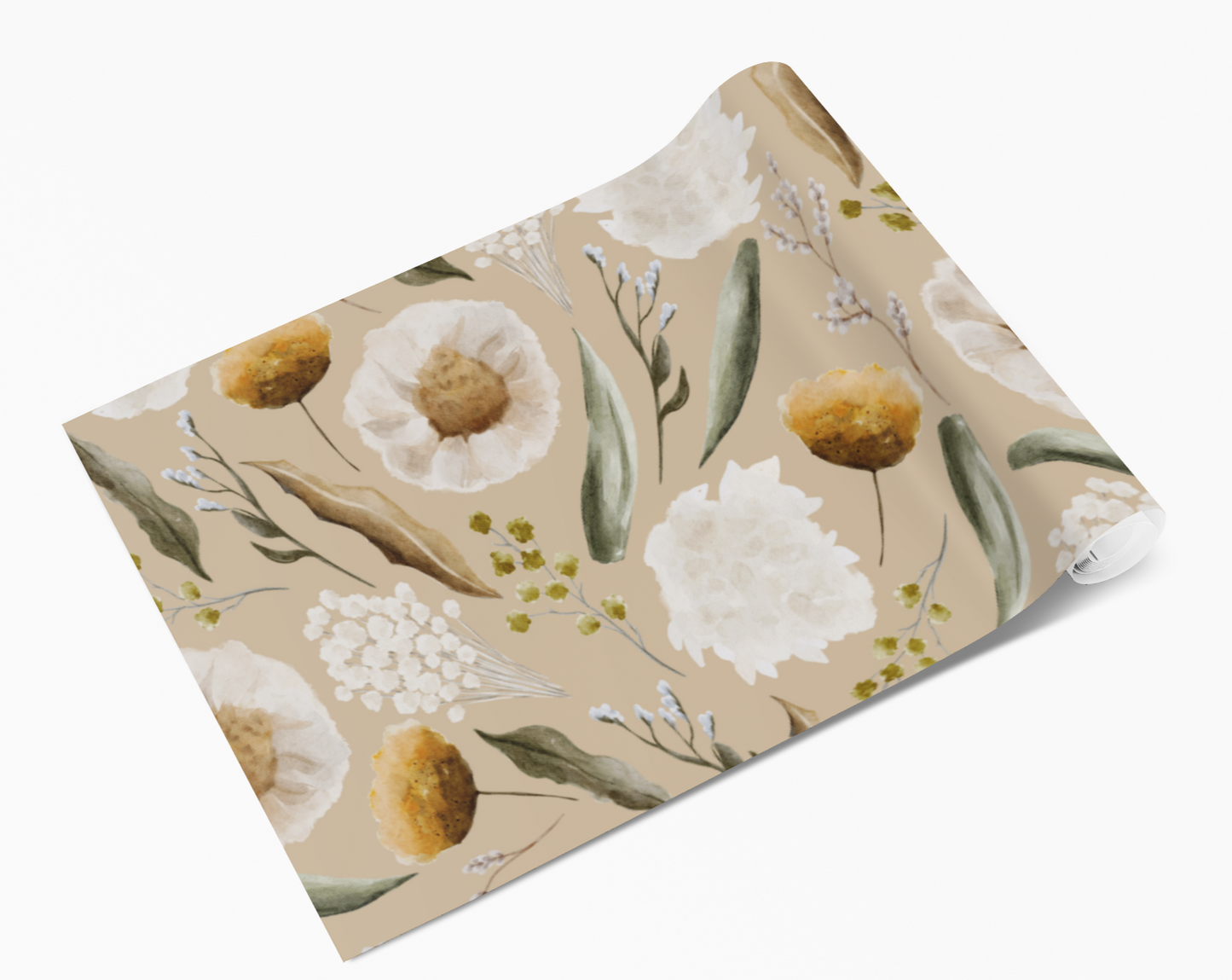 Beige Autumn Floral Blooms Vinyl Furniture Sticker