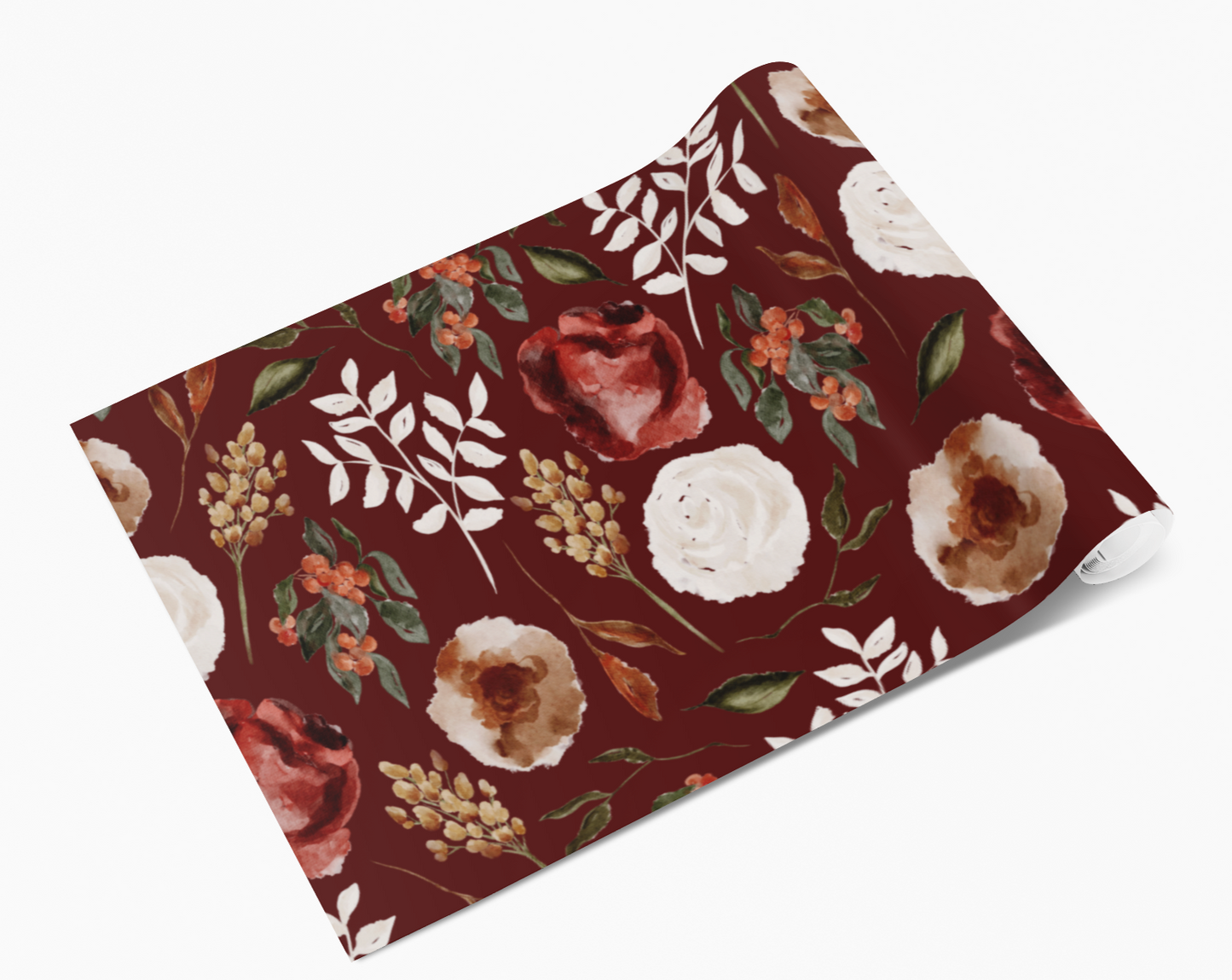 Hand Painted Winter Berries Roses Vinyl Furniture Wrap