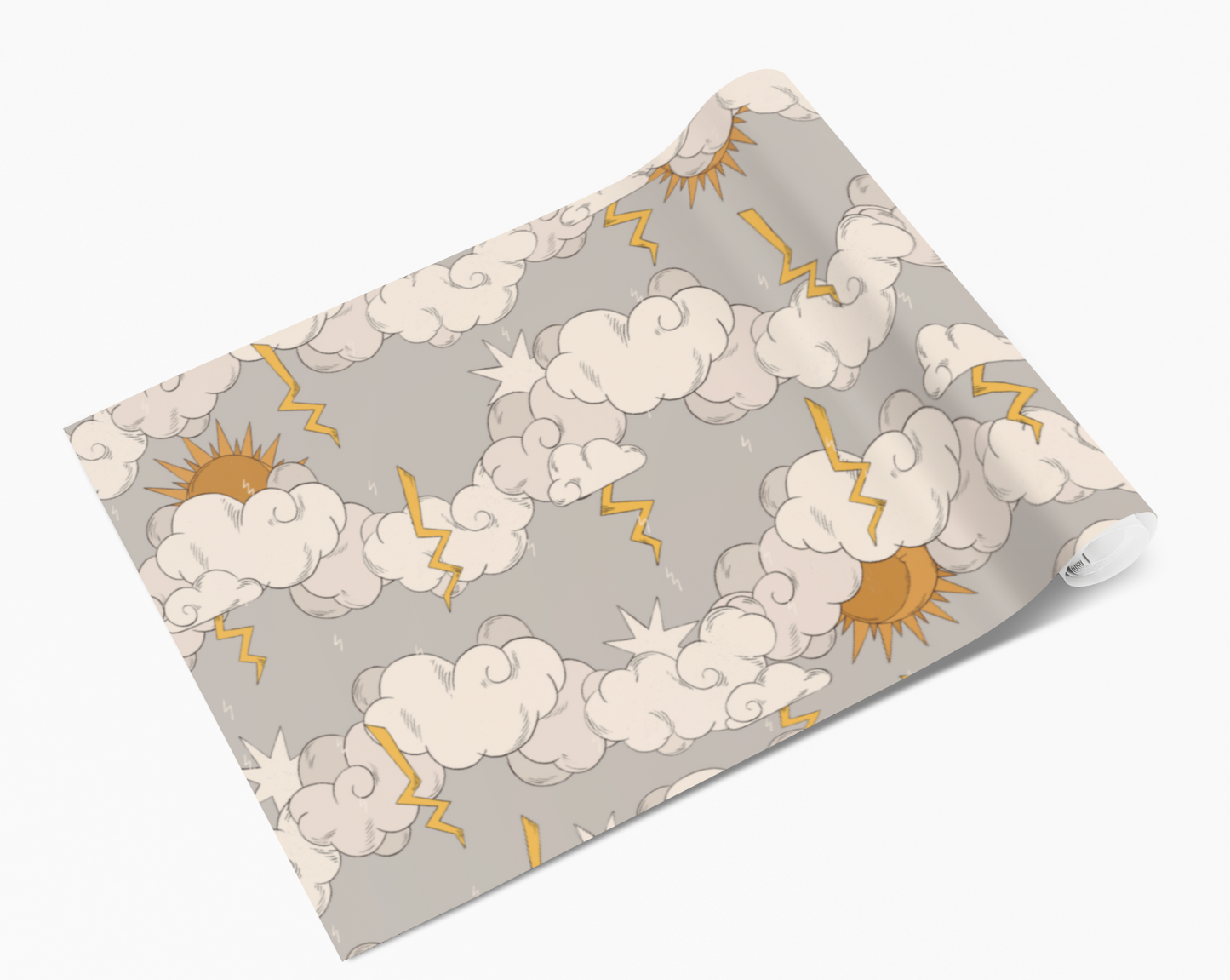 Grey Stormy Weather Lightning Clouds Self Adhesive Vinyl